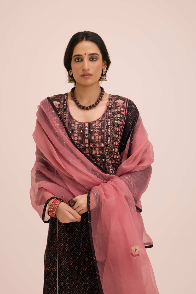 Embroidered Treated Chiffon Dupatta Blush Pink