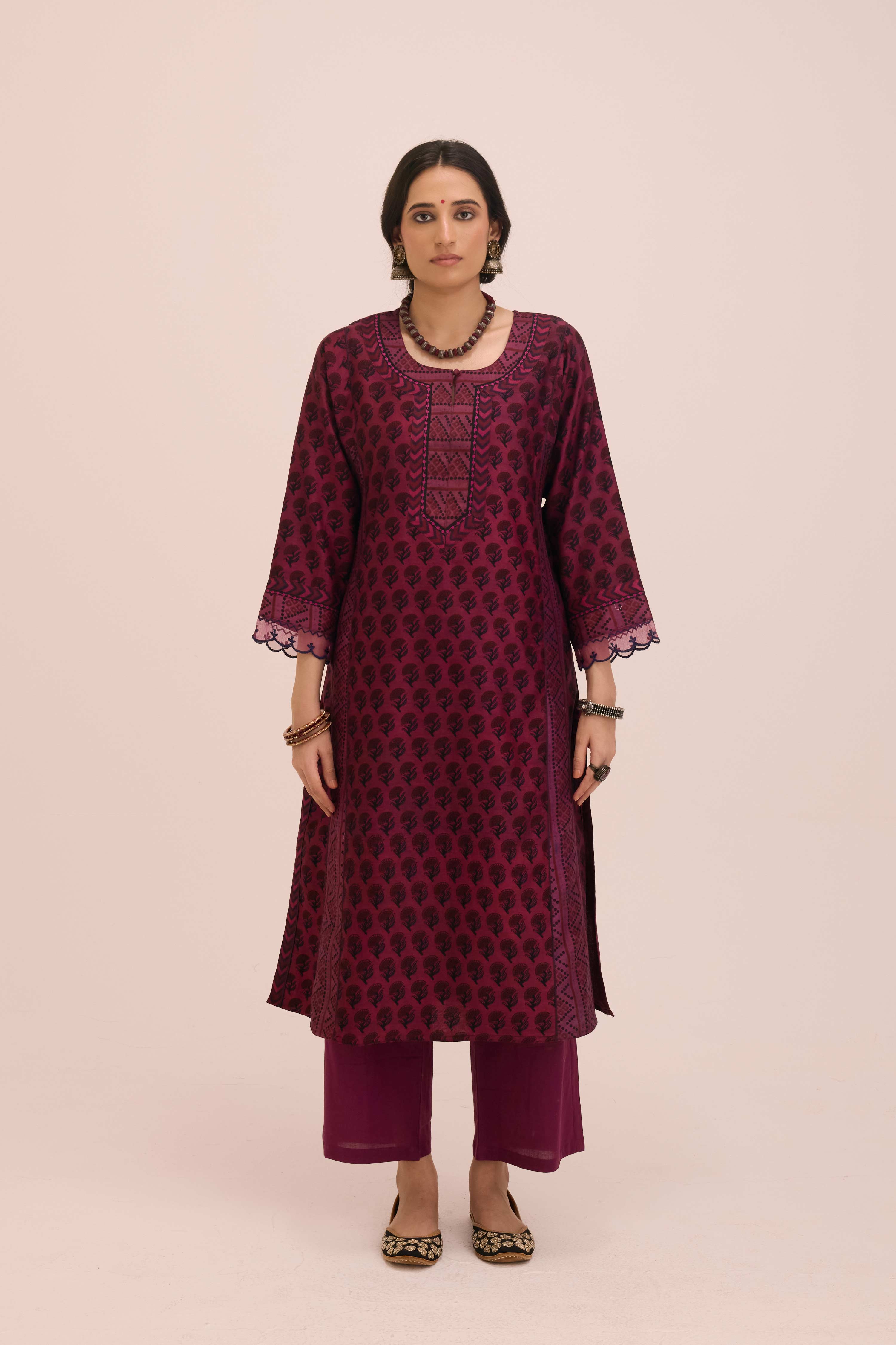 Straight Cotton Pant Deep Purple