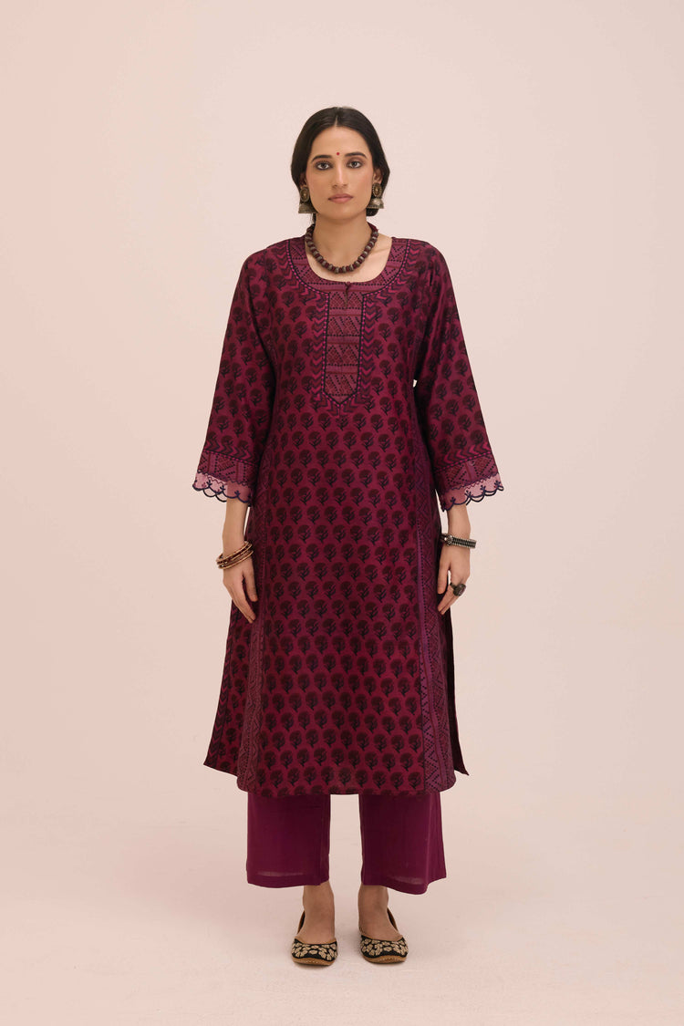 Straight Cotton Pant Deep Purple