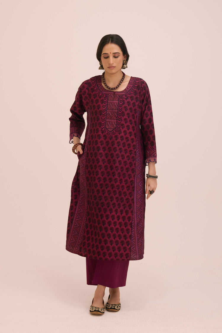 Straight Cotton Pant Deep Purple