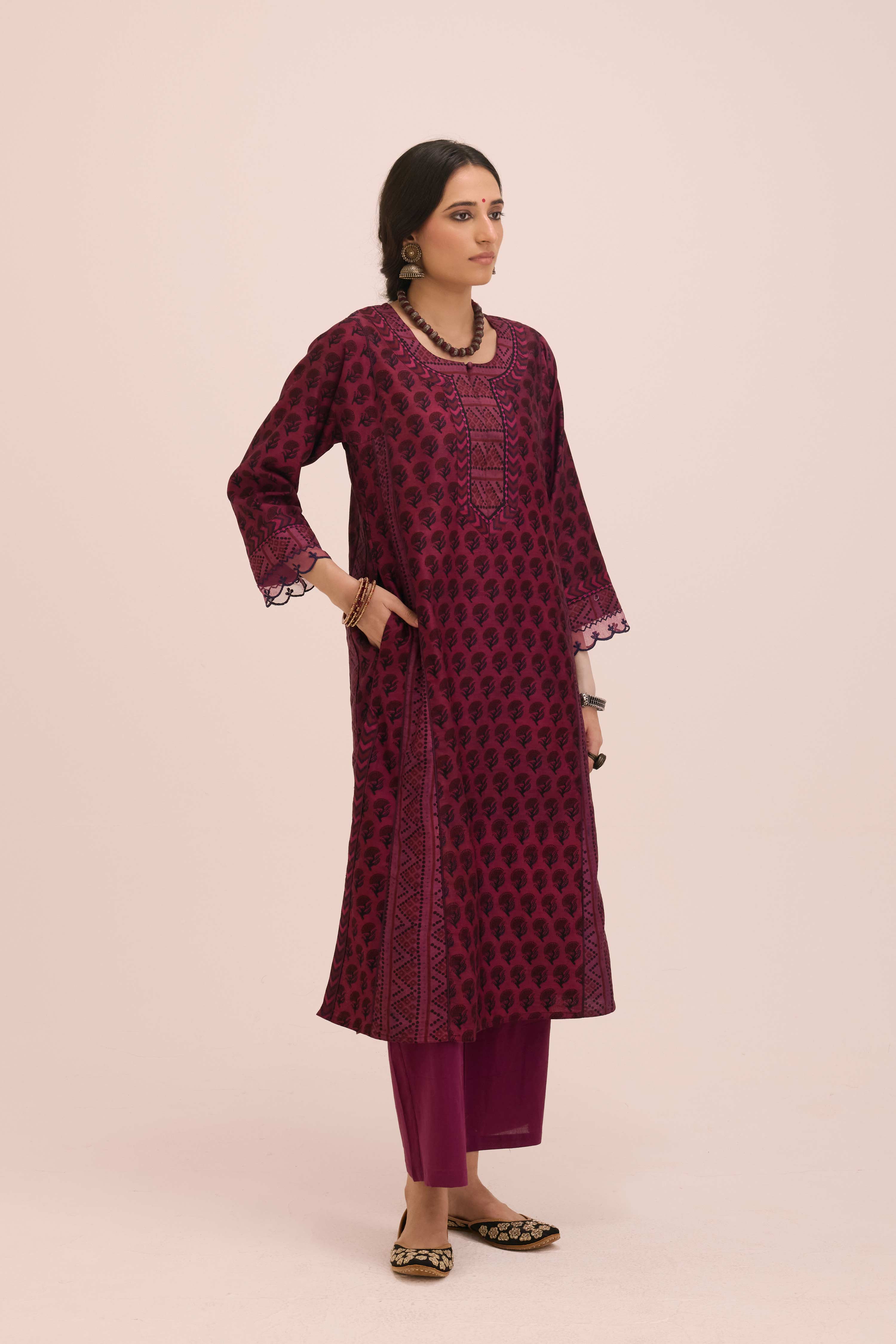 Straight Cotton Pant Deep Purple