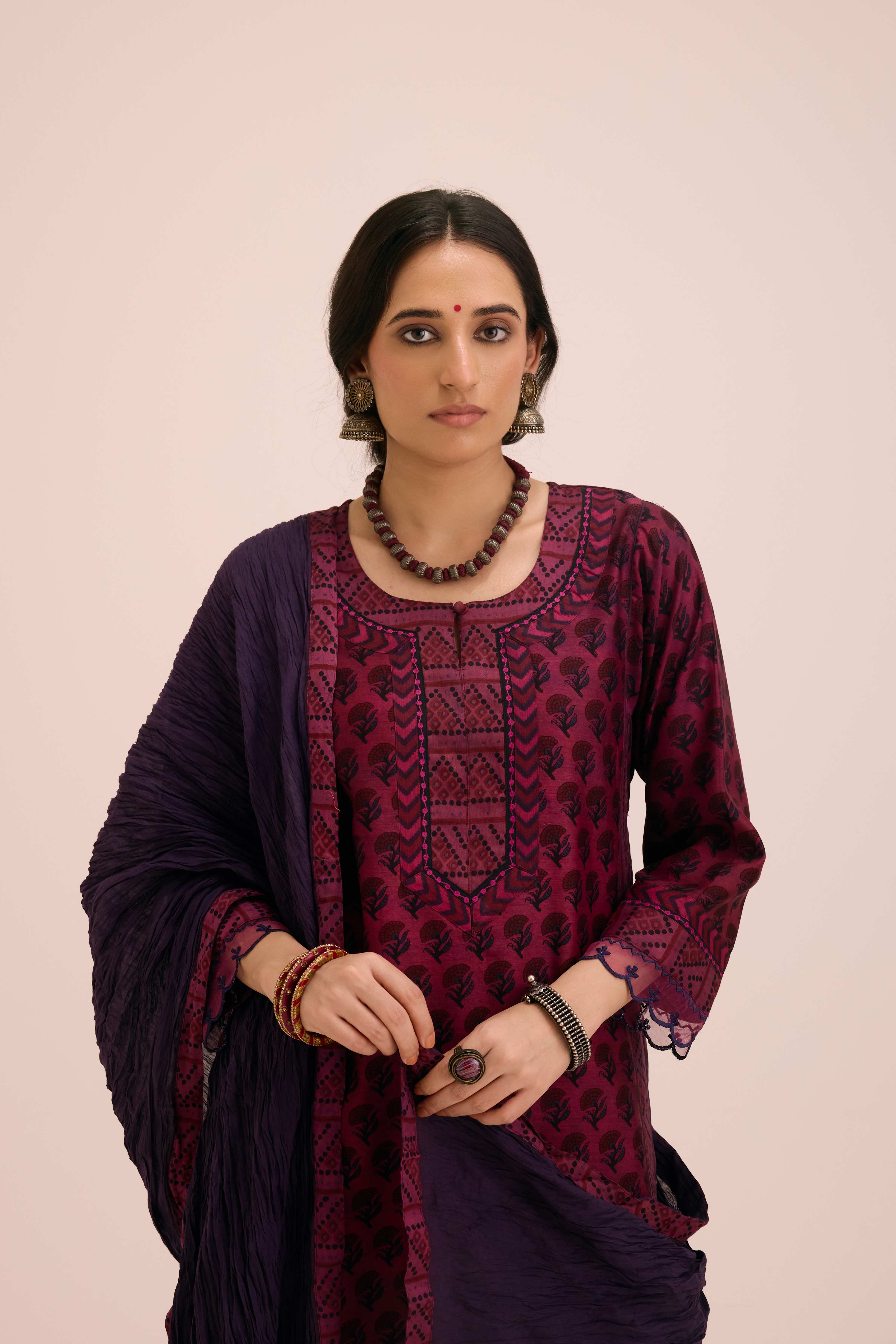 Crinkled Cotton Dupatta Mauve