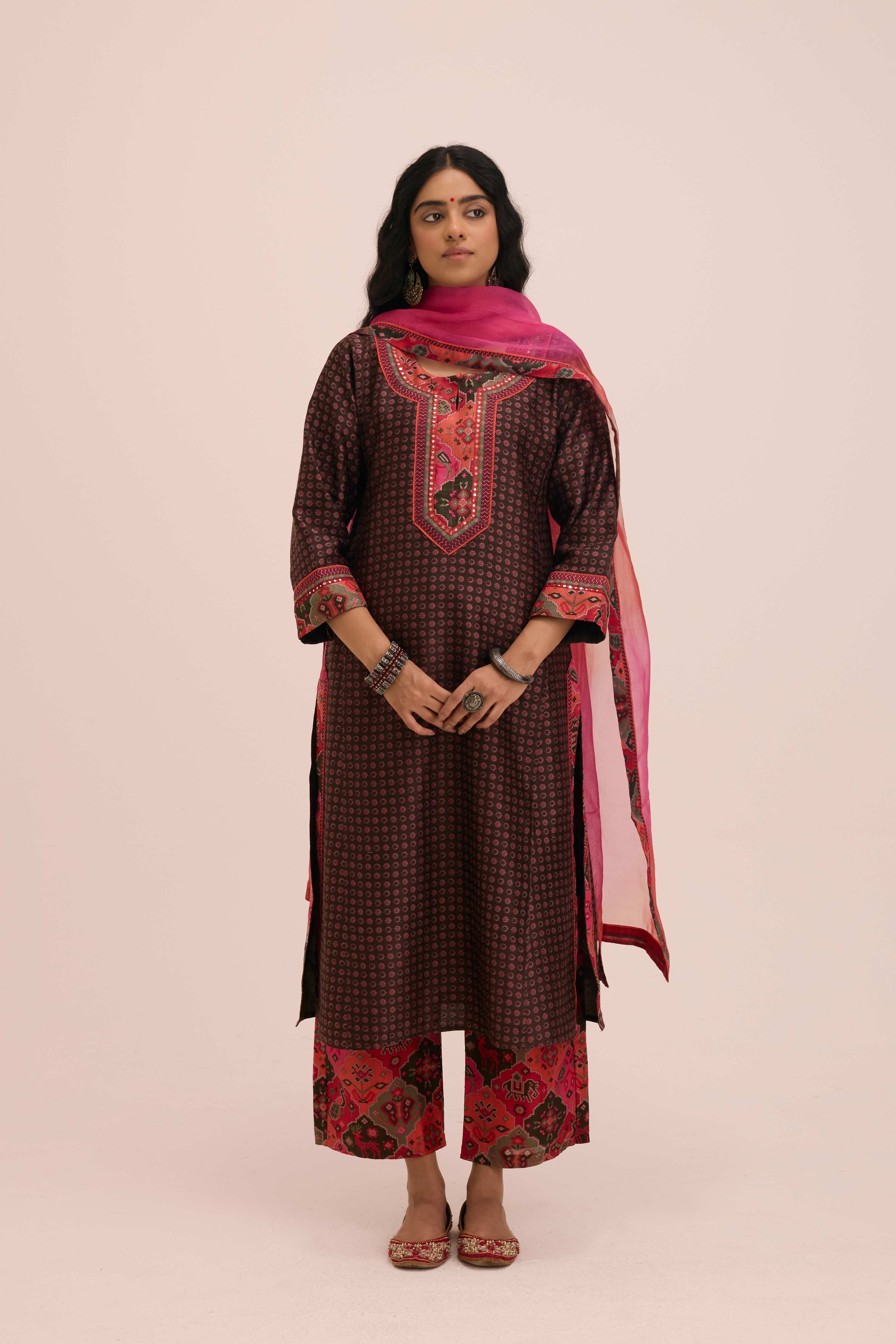 Medh Treated Chiffon Dupatta  Peach Pink