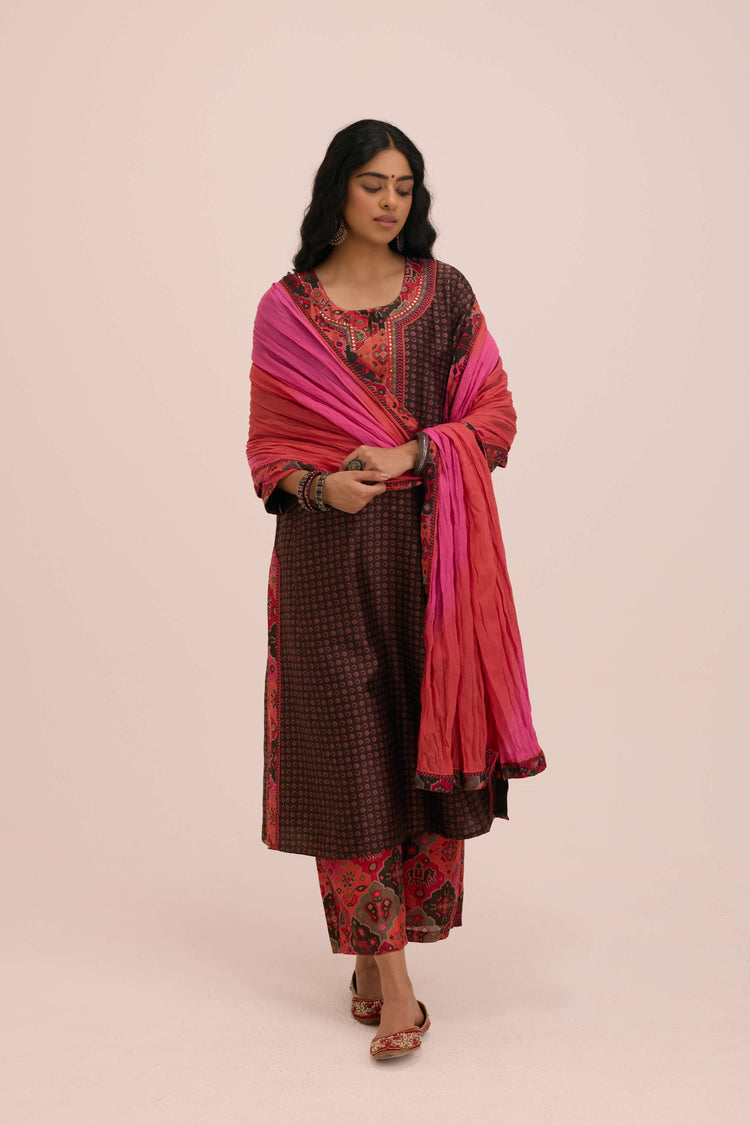 Crinkled Cotton Dupatta  Peach Pink