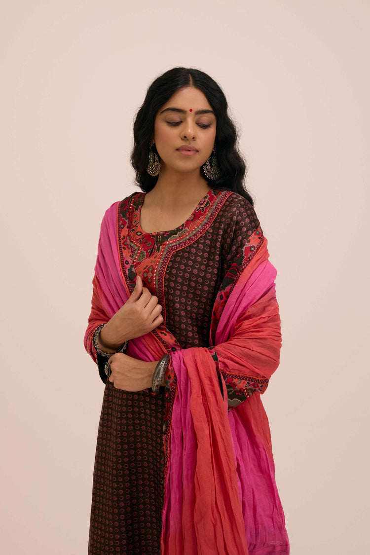Crinkled Cotton Dupatta  Peach Pink