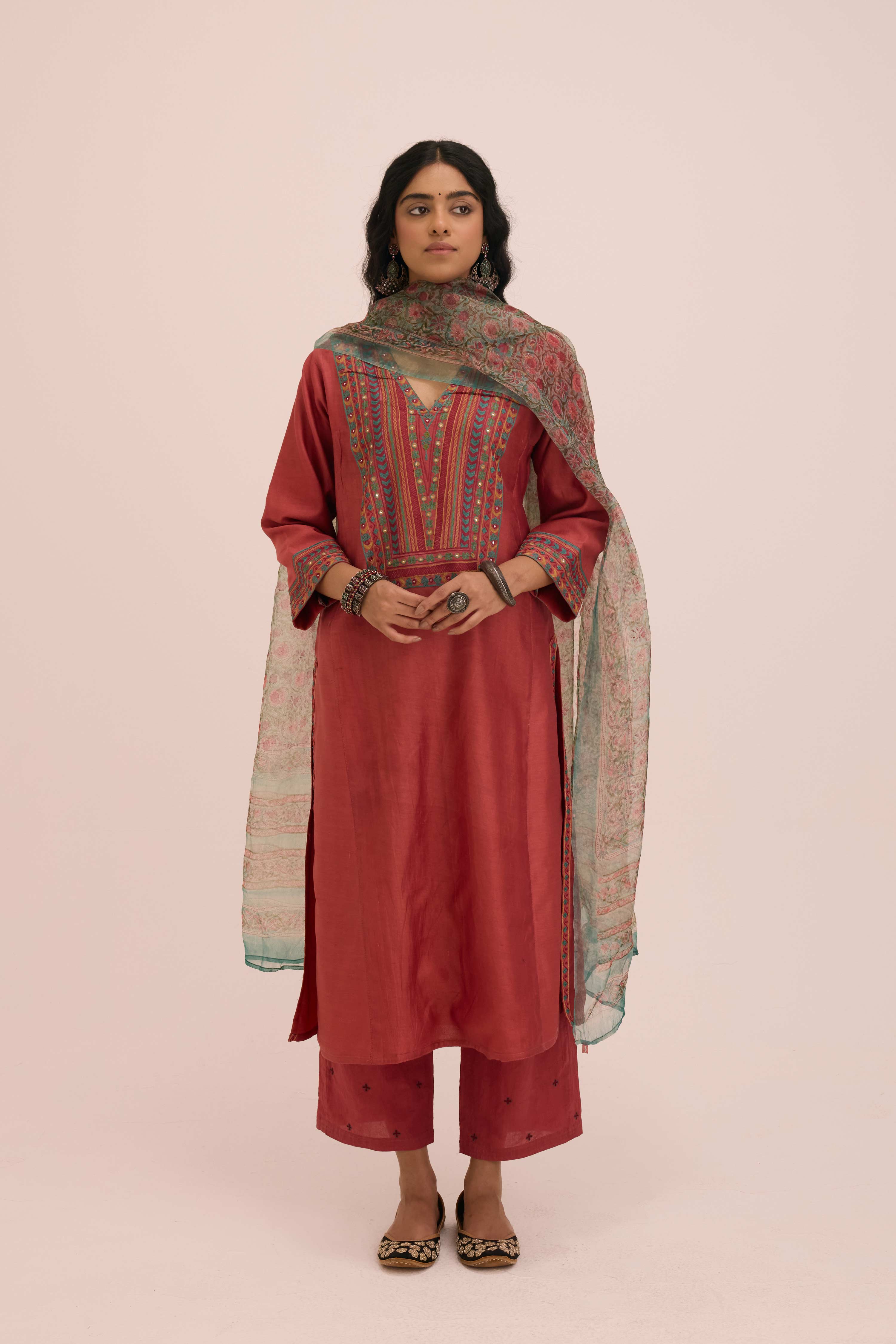 Medh Organza  Dupatta Turquoise