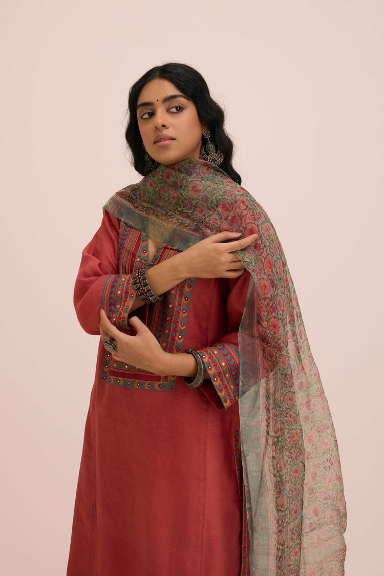 Medh Organza  Dupatta Turquoise