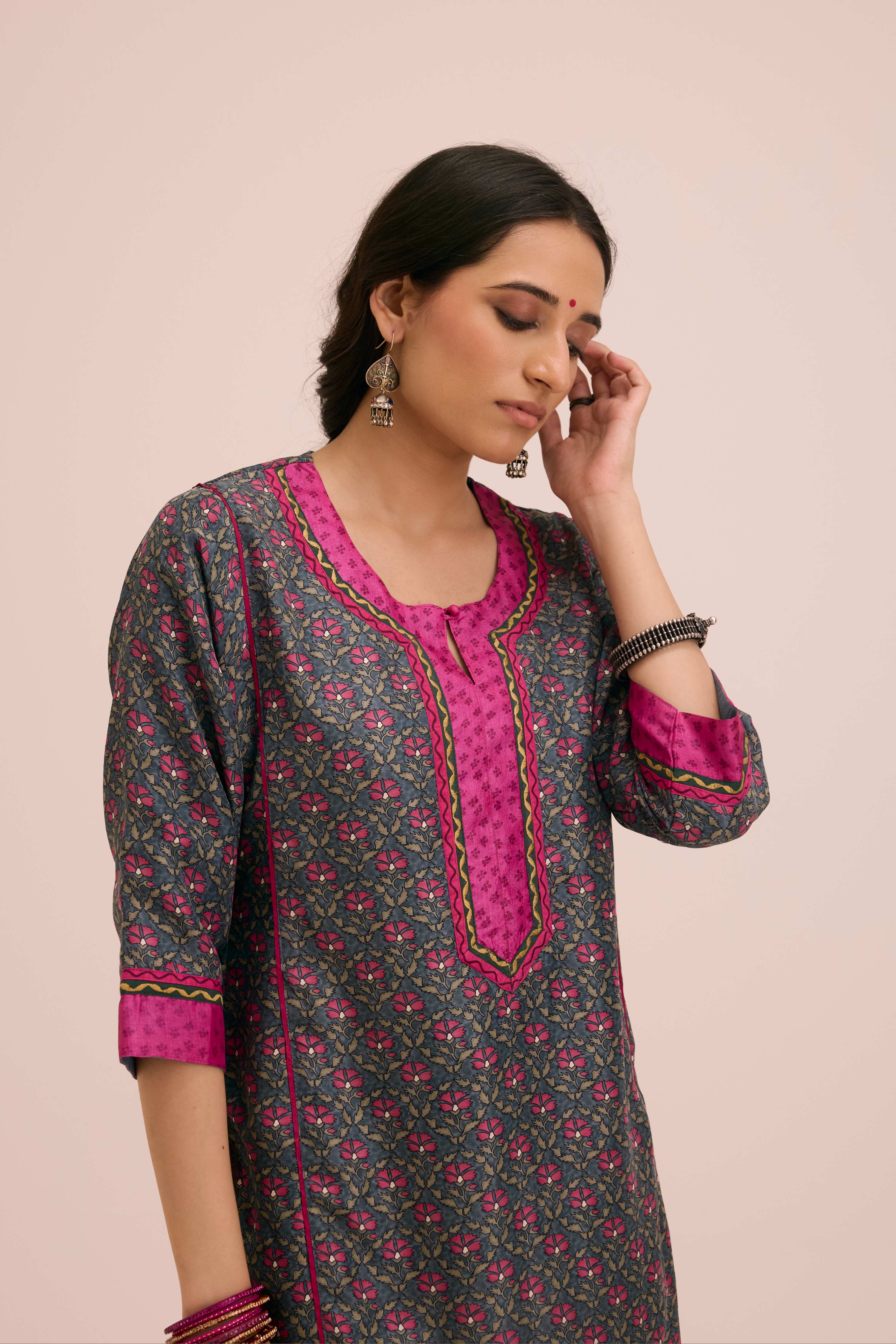Rozana Modal Silk Ensemble Blue Grey (Set of 2)