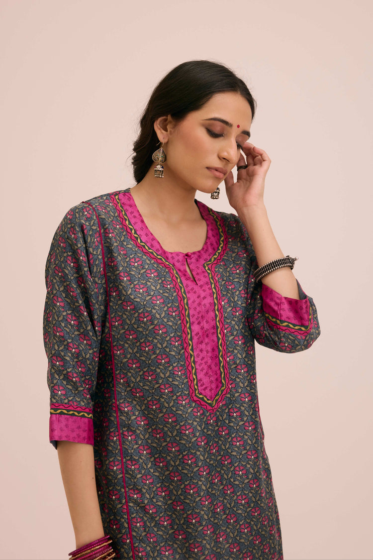 Rozana Modal Silk Ensemble Blue Grey (Set of 2)