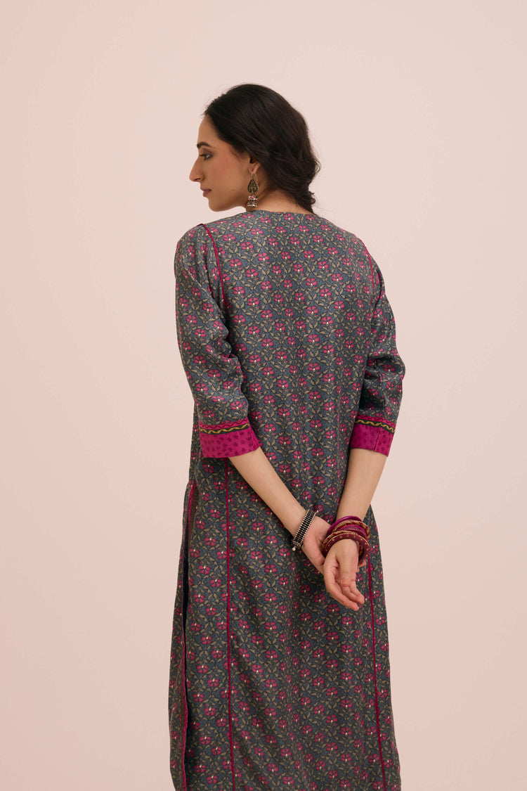 Rozana Modal Silk Ensemble Blue Grey (Set of 2)