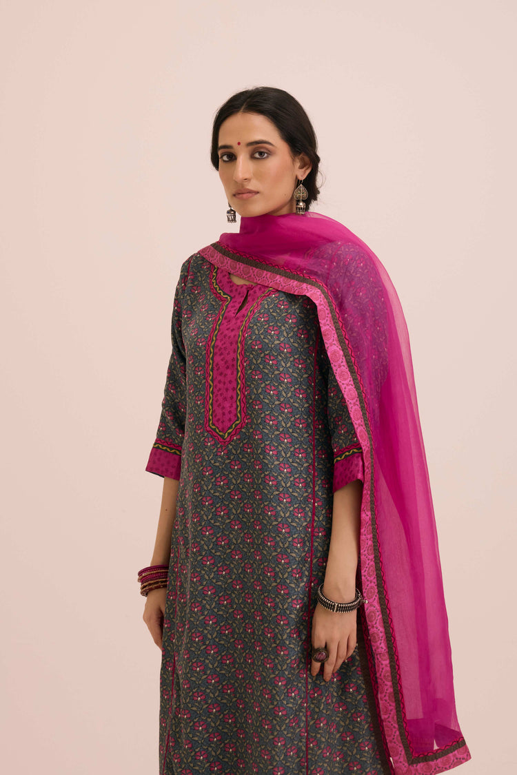 Rozana Modal Silk Ensemble Blue Grey (Set of 2)