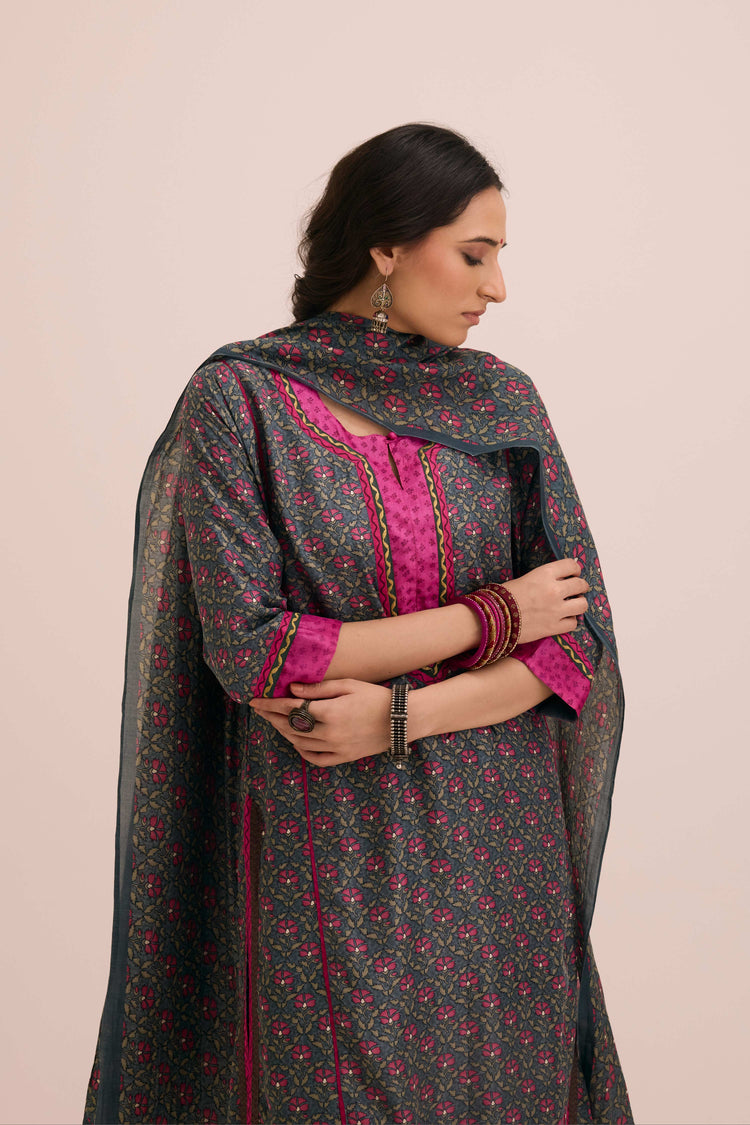 Rozana Modal Silk Ensemble Blue Grey (Set of 2)
