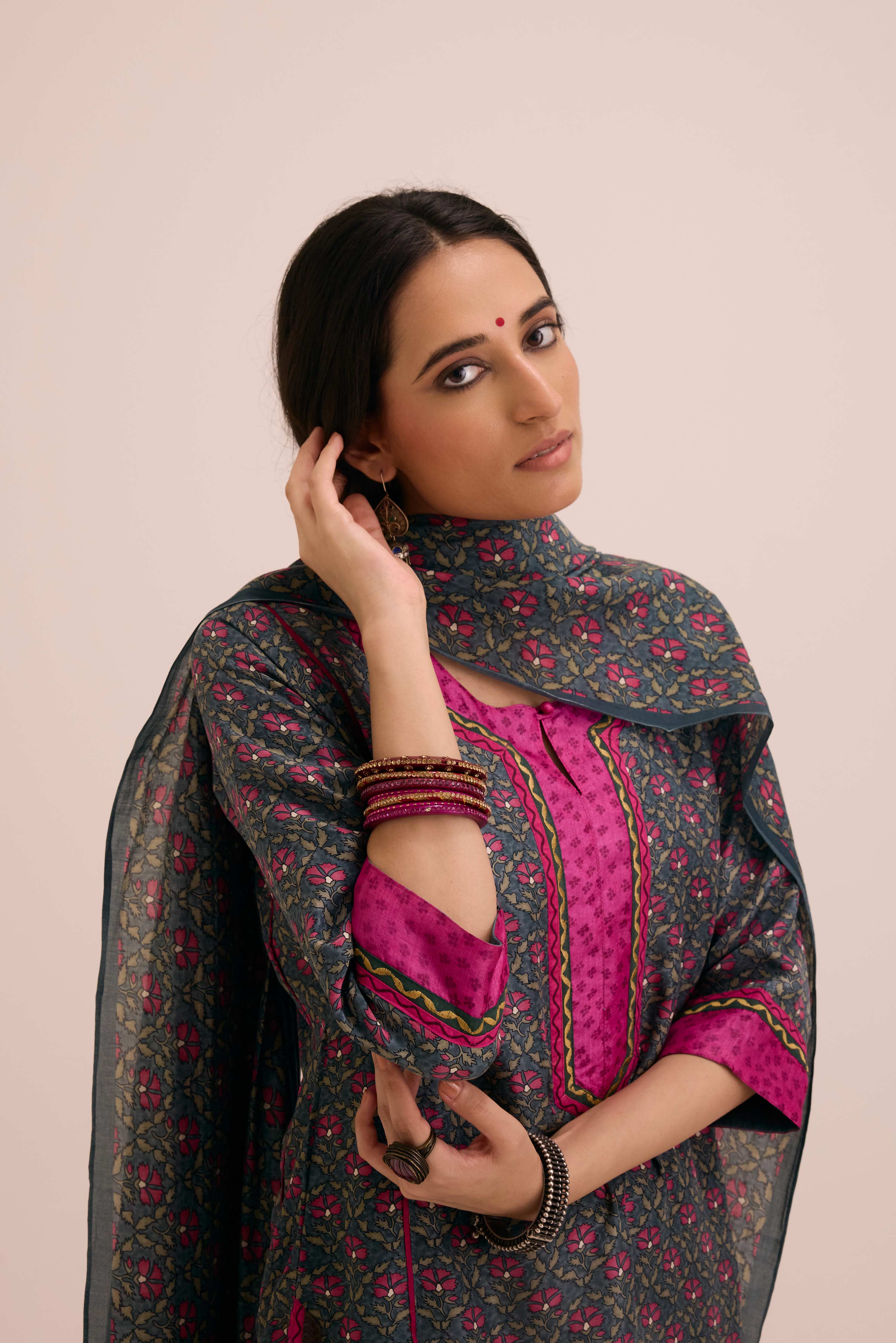 Rozana Modal Silk Ensemble Blue Grey (Set of 2)