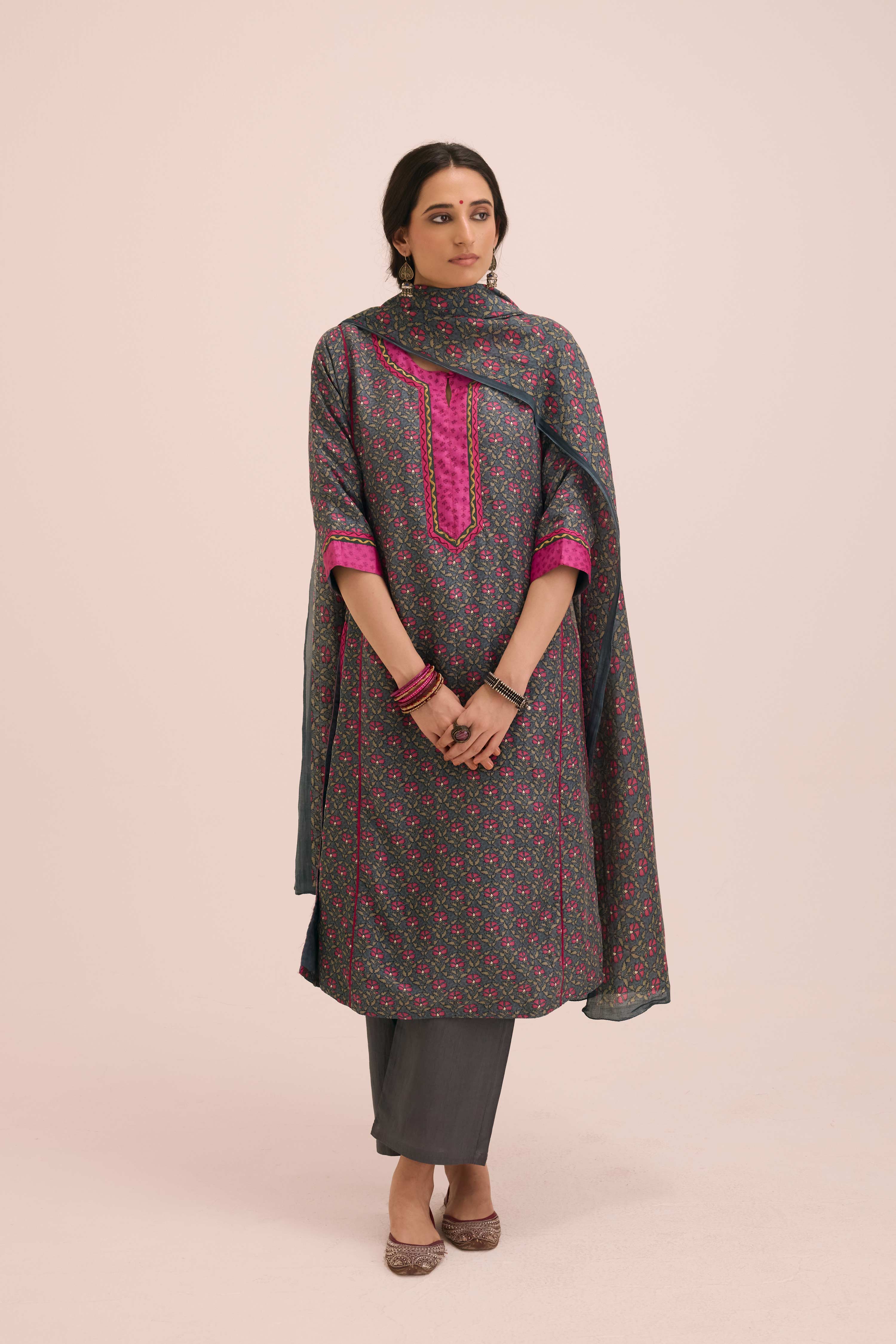 Rozana Modal Silk Ensemble Blue Grey (Set of 2)