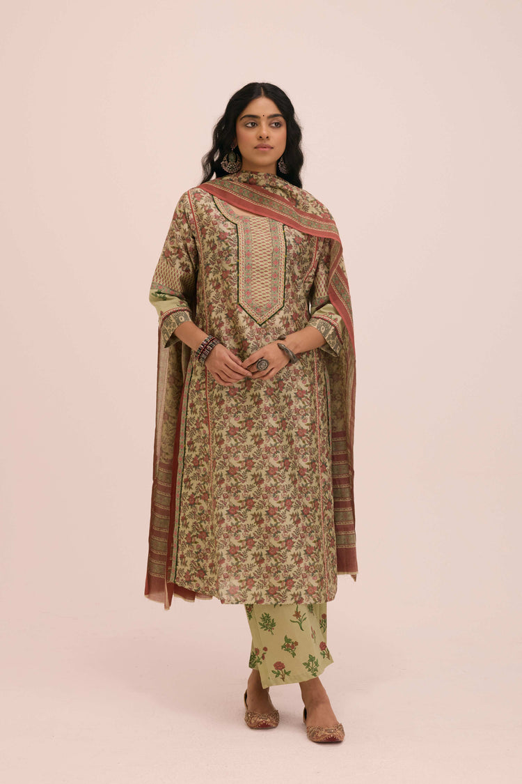 Cotton Mul Printed Dupatta Pista Green