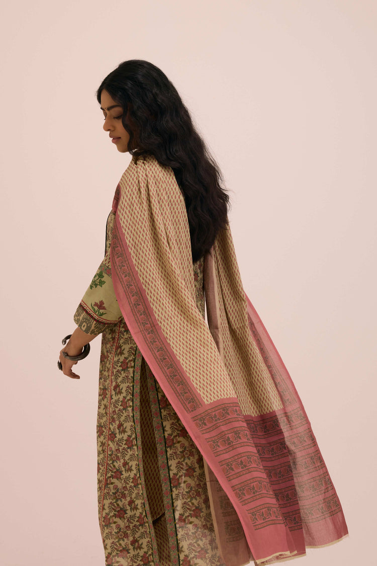 Rozana Cotton Printed Ensemble Pista Green Peach (Set of 2)