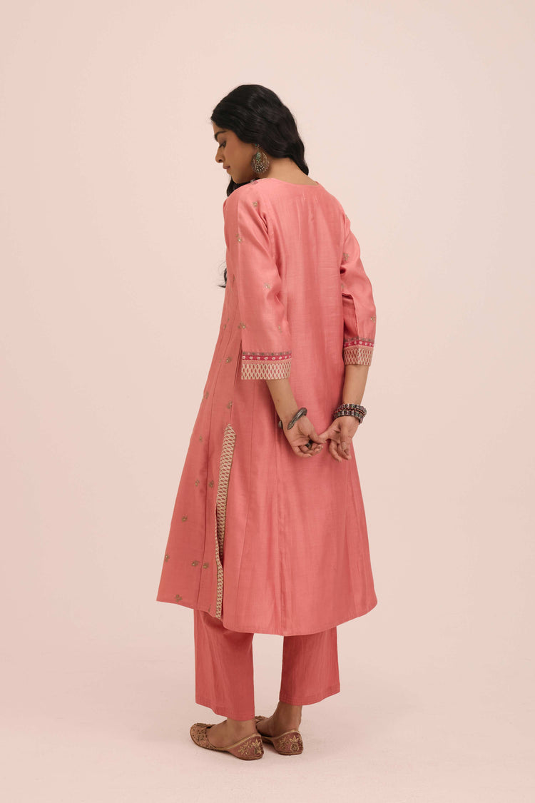 Aadya Embroidered Chanderi Ensemble Blush Pink (Set of 3)