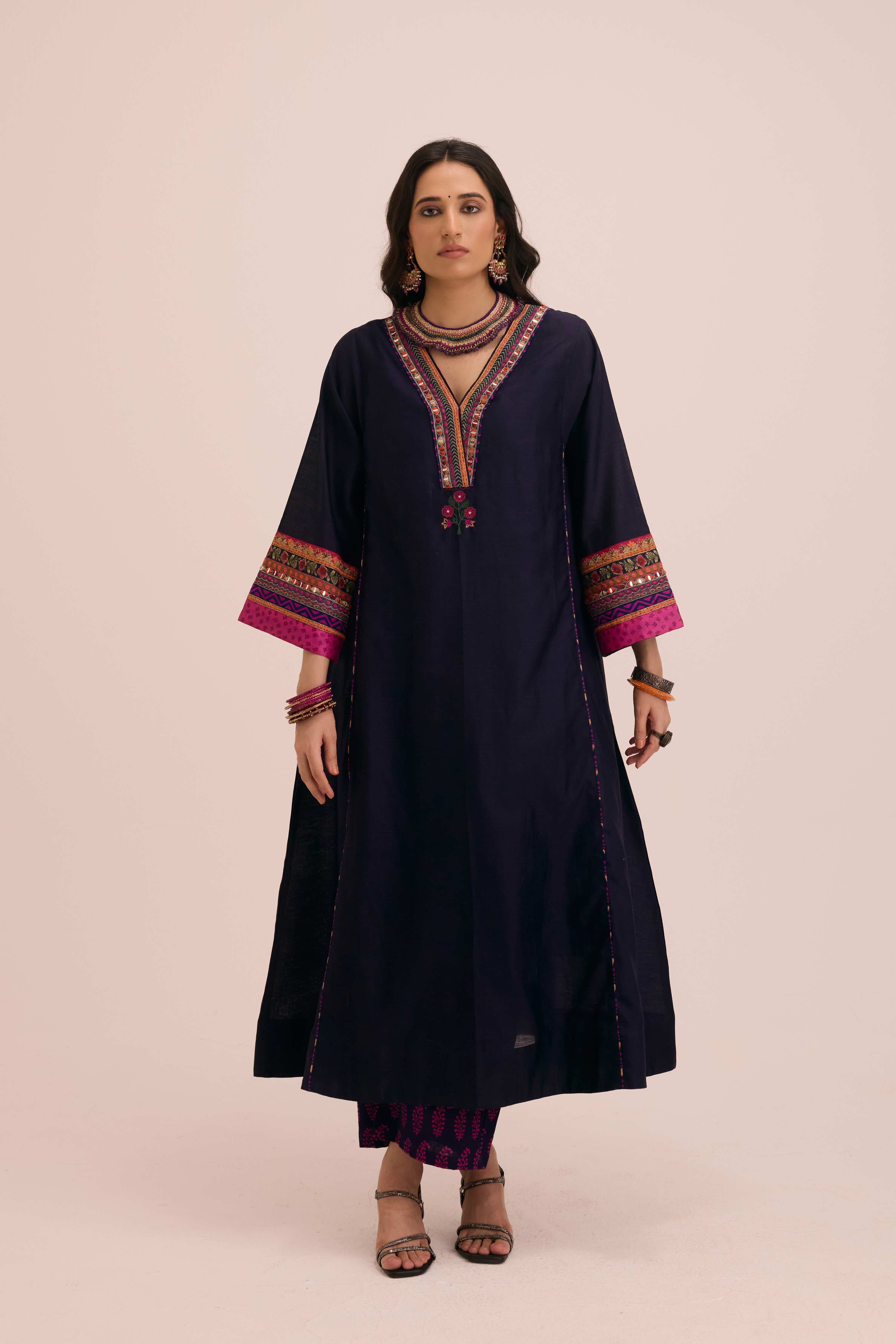 Straight Cotton Hand Block Printed Pant Purple