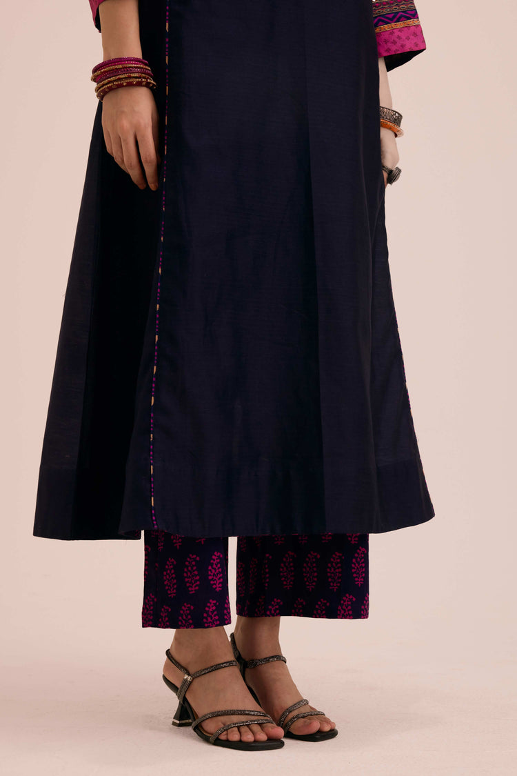 Straight Cotton Hand Block Printed Pant Purple
