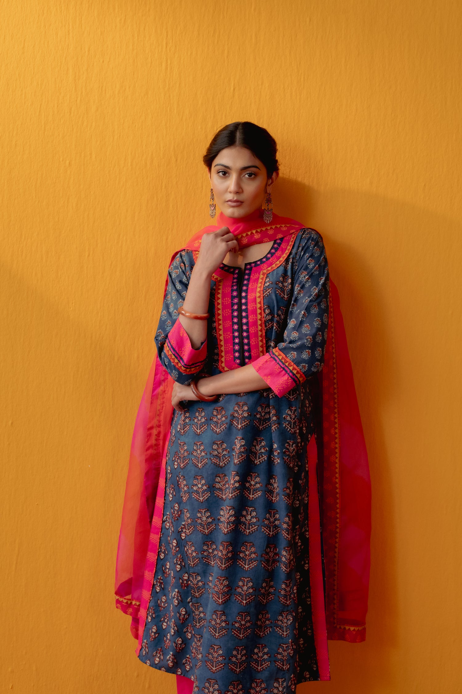 Rozana Chiffon Dupatta Pink Orange (9042525585707)