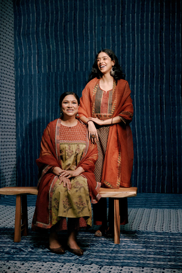 Banjara Cotton Hand Block Printed Kurta Ochre Yellow