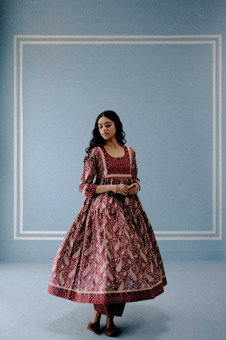 Kairi Cotton Printed Kurta Mauve