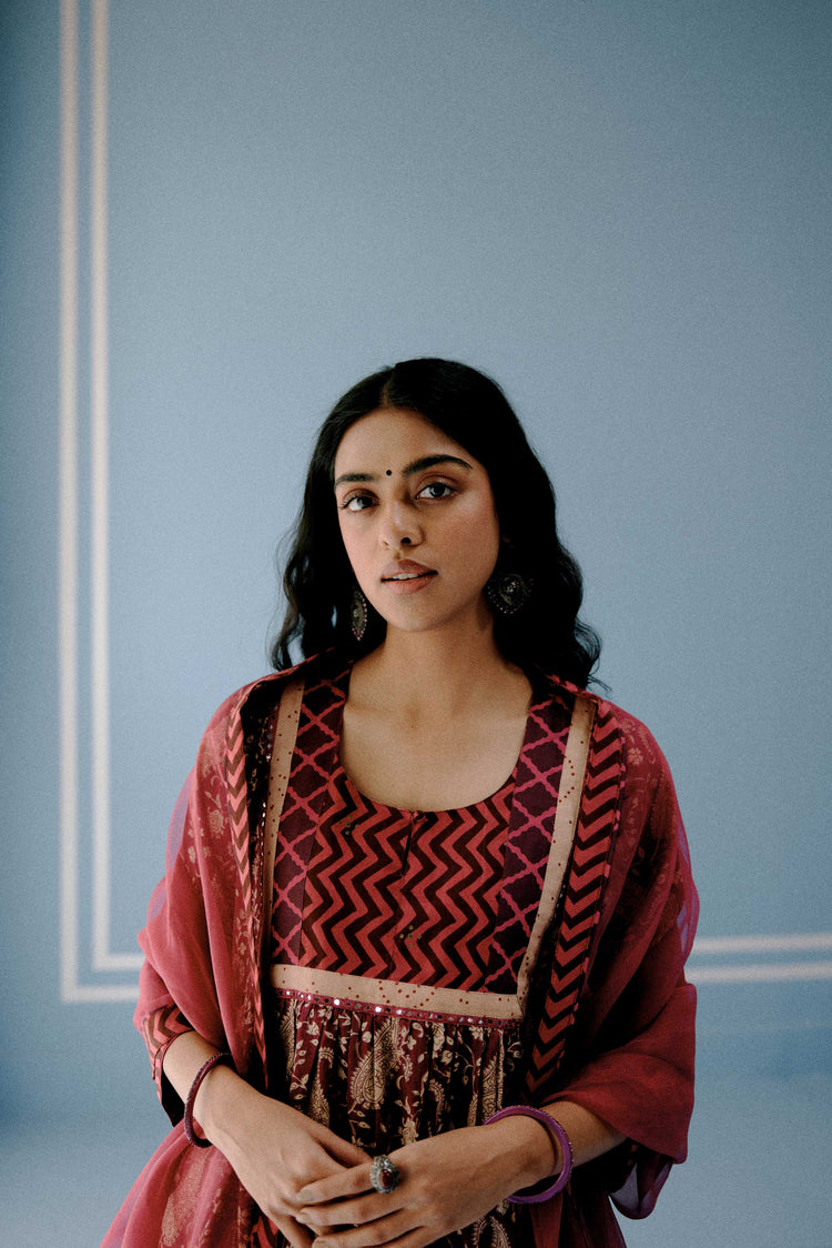 Kairi Cotton Printed Kurta Mauve