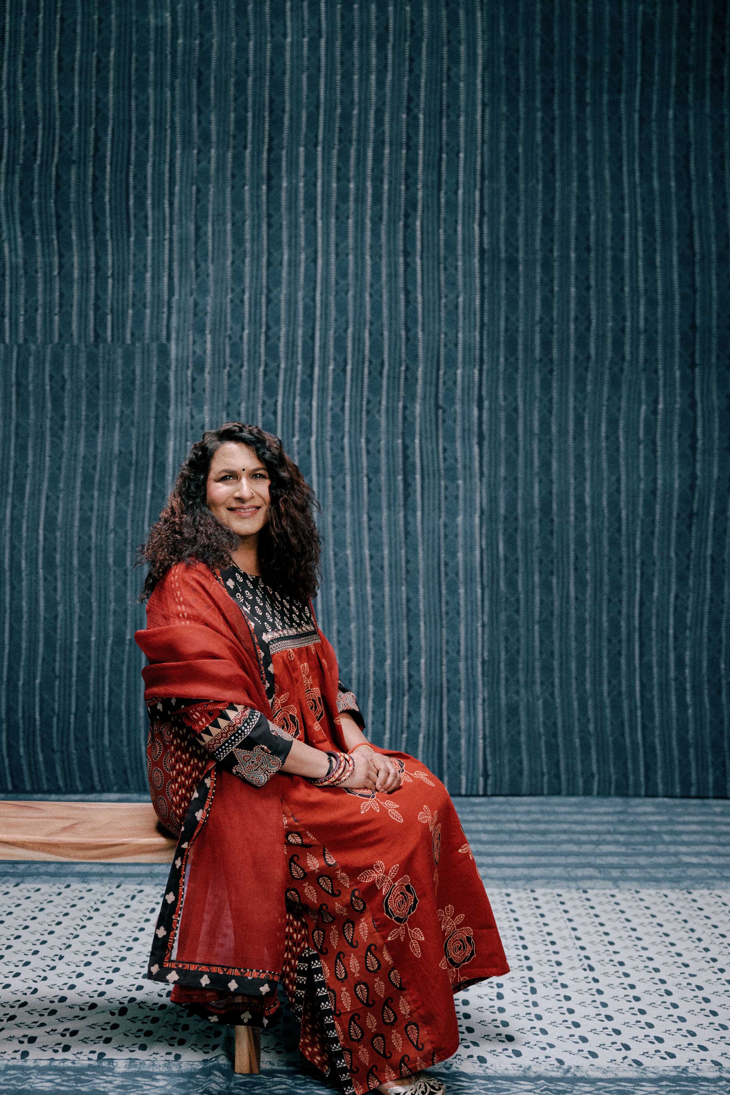 Banjara Cotton Ajrakh Printed Kurta Maroon