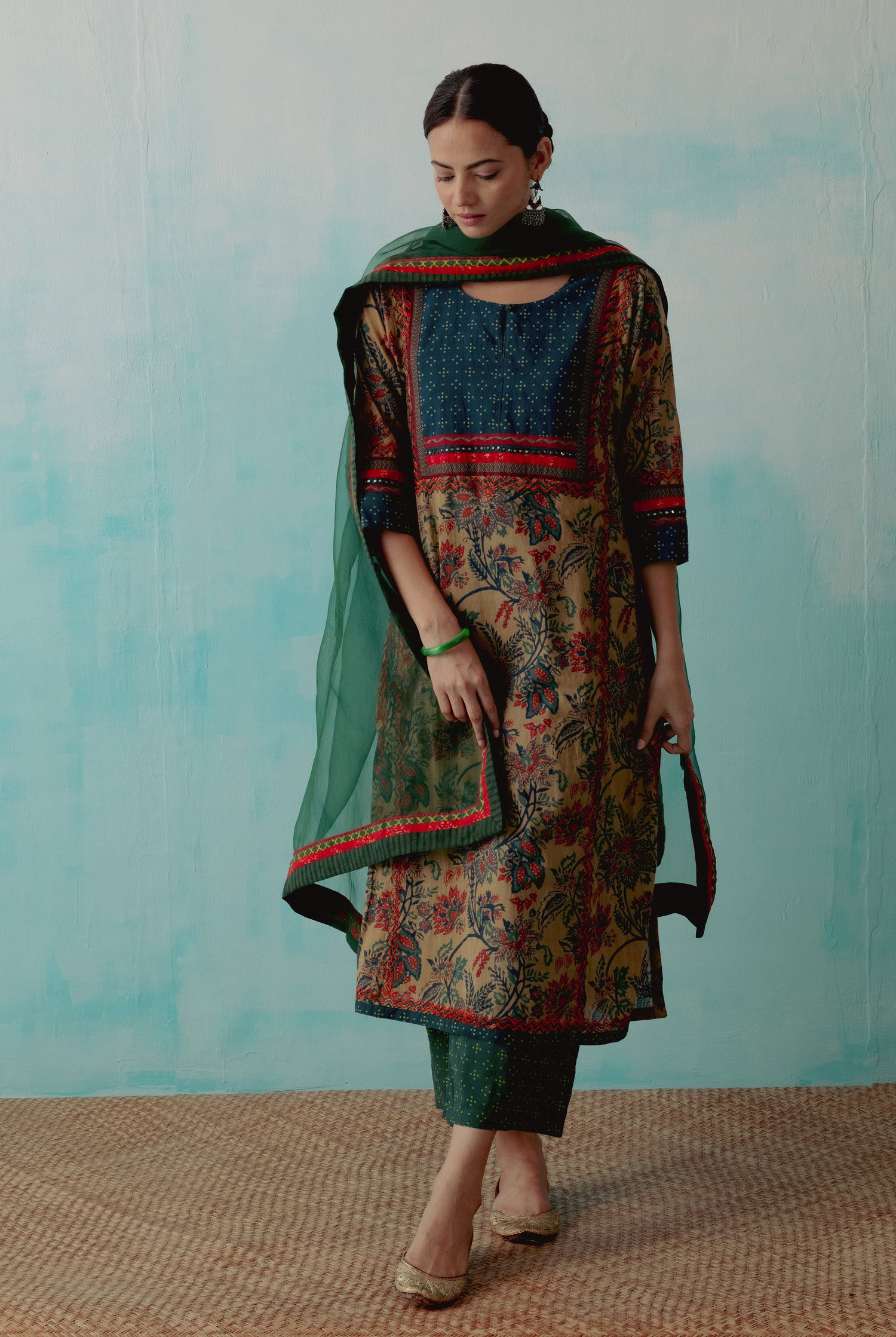Yoke Kurta Olive Rust (8342834413867)
