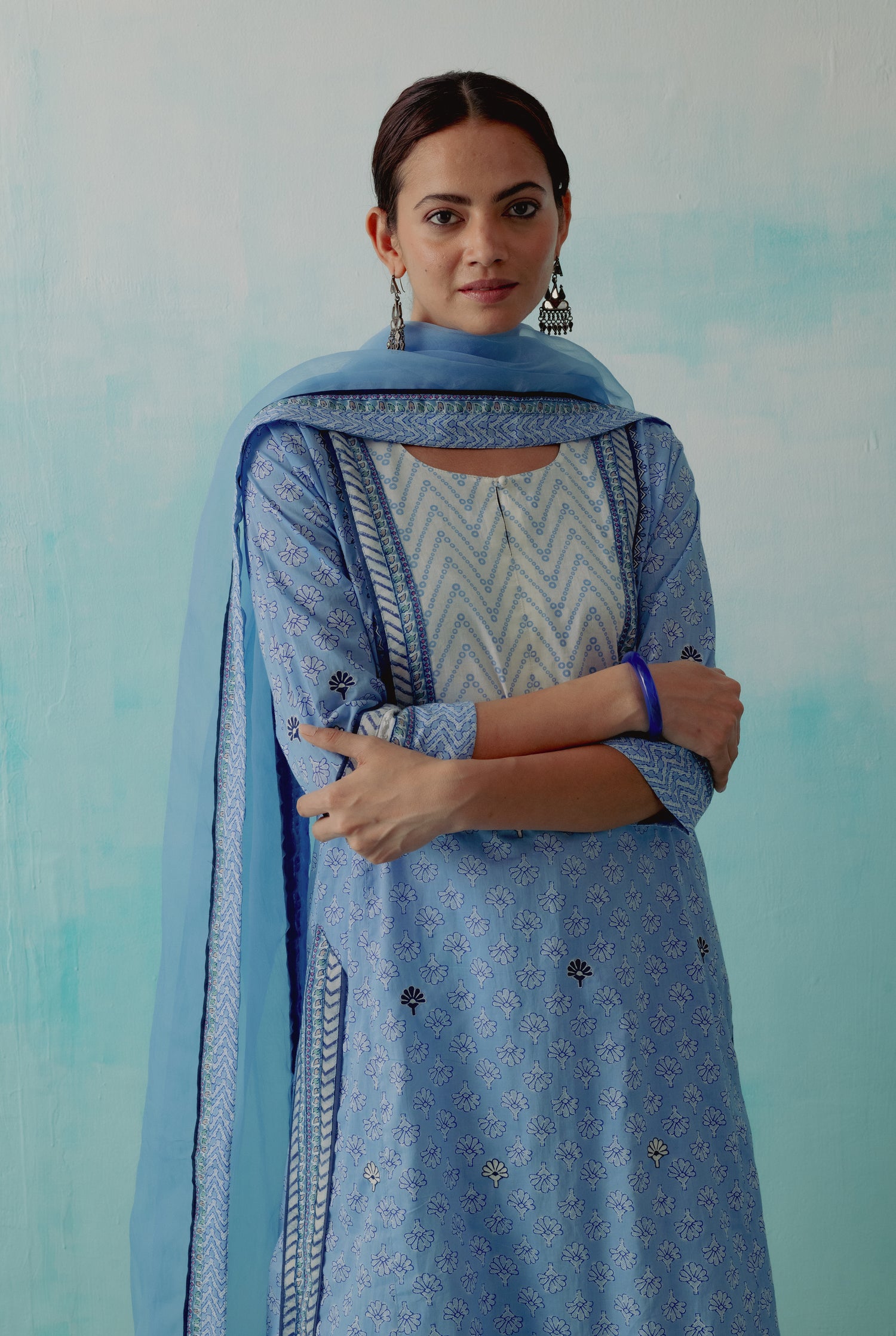 Rozana Chiffon Dupatta Light Blue (8344451121451)