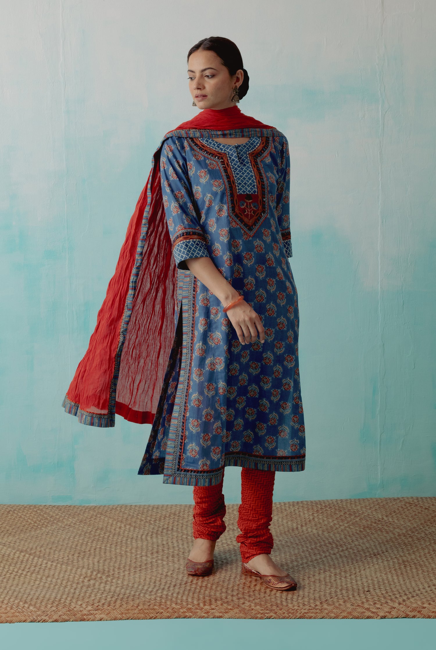Rozana Cotton Crinkled Dupatta Rust (8344459149611)