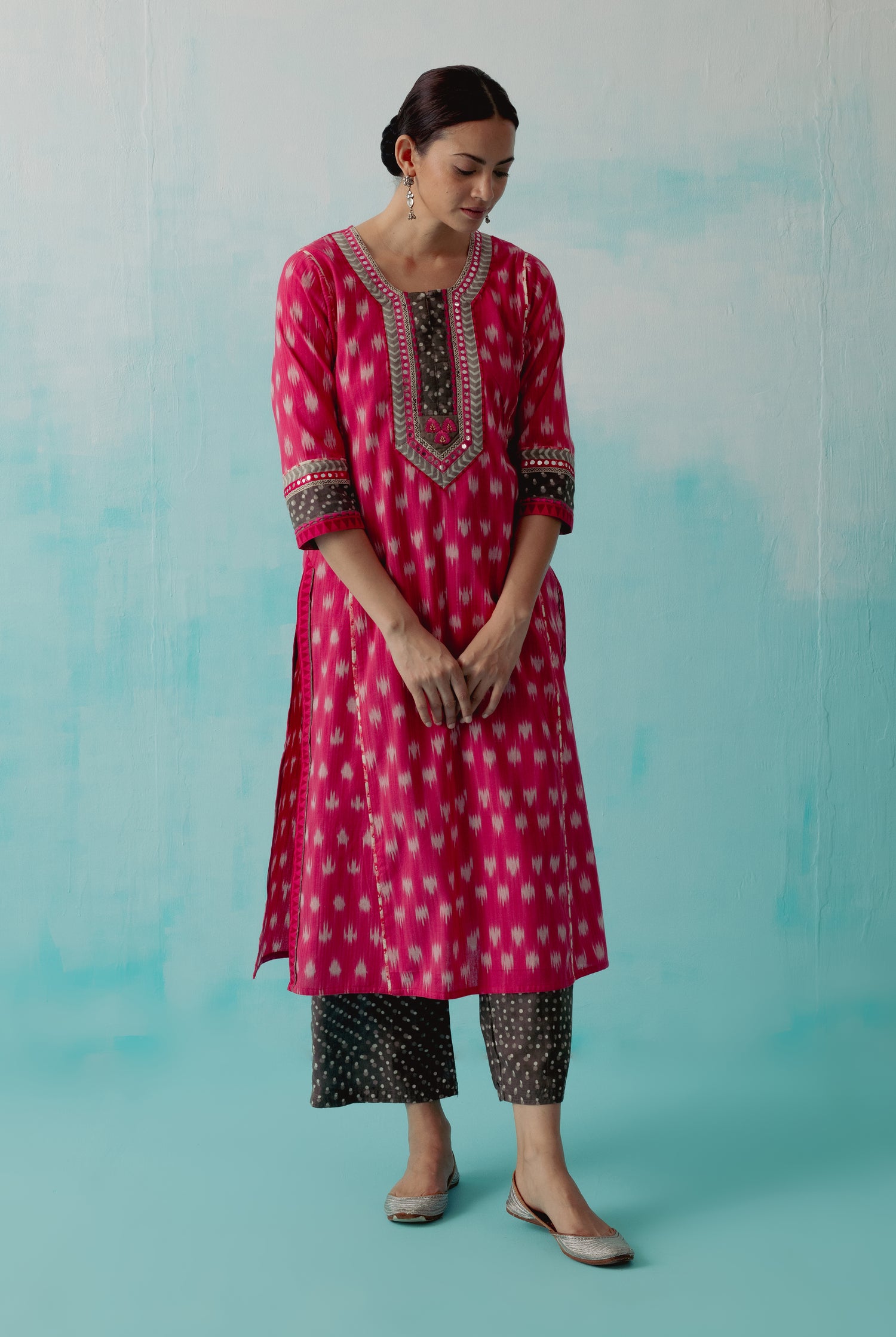 Naaz Kurta Light Pink White Grey (8342872162603)