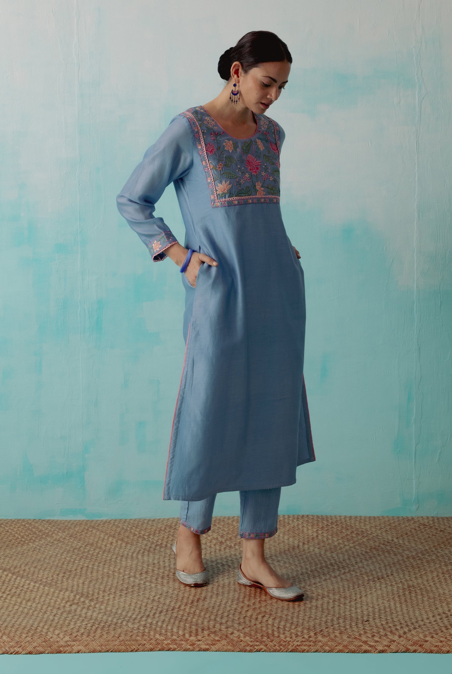 Idaya Kurta Steel Blue (8344692982059)
