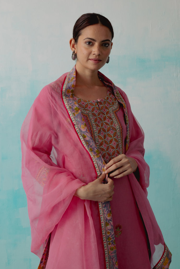 Naaz Rozana Kurta Blush Pink ( Set of 3 ) (8359655440683)
