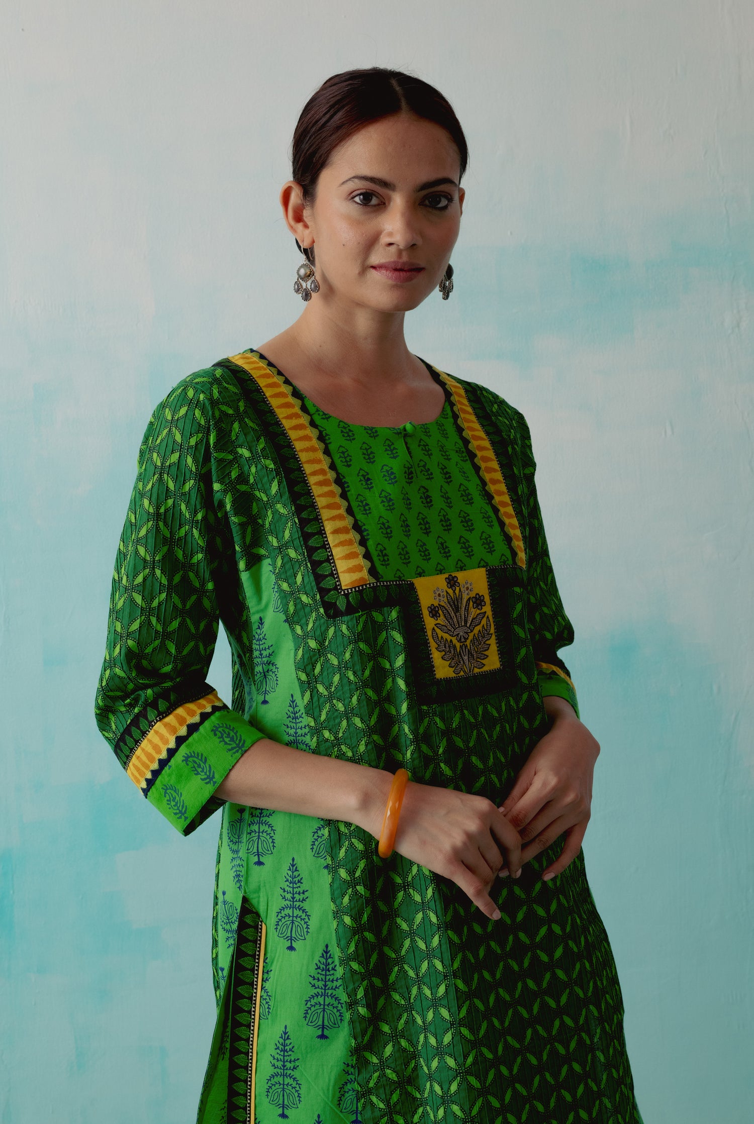 Yoke Kurta Parrot Green ( Set of 3 ) (8342817177899)