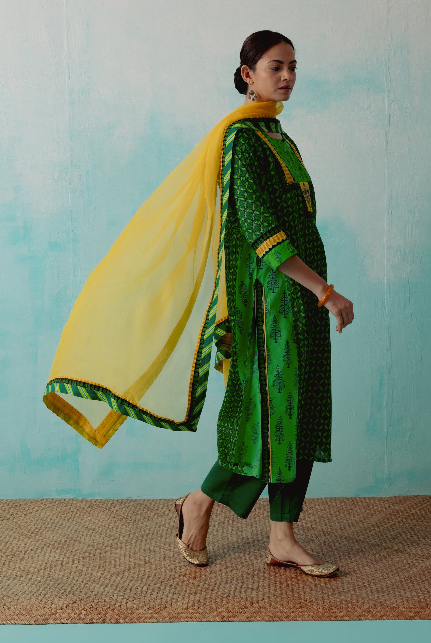 Yoke Kurta Parrot Green ( Set of 3 ) (8342817177899)