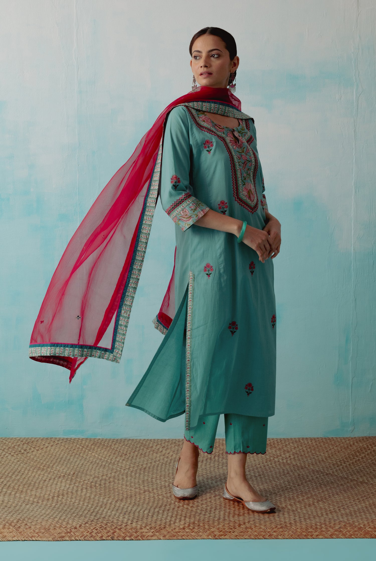 Rozana Chiffon Dupatta Maroon (8359665631531)