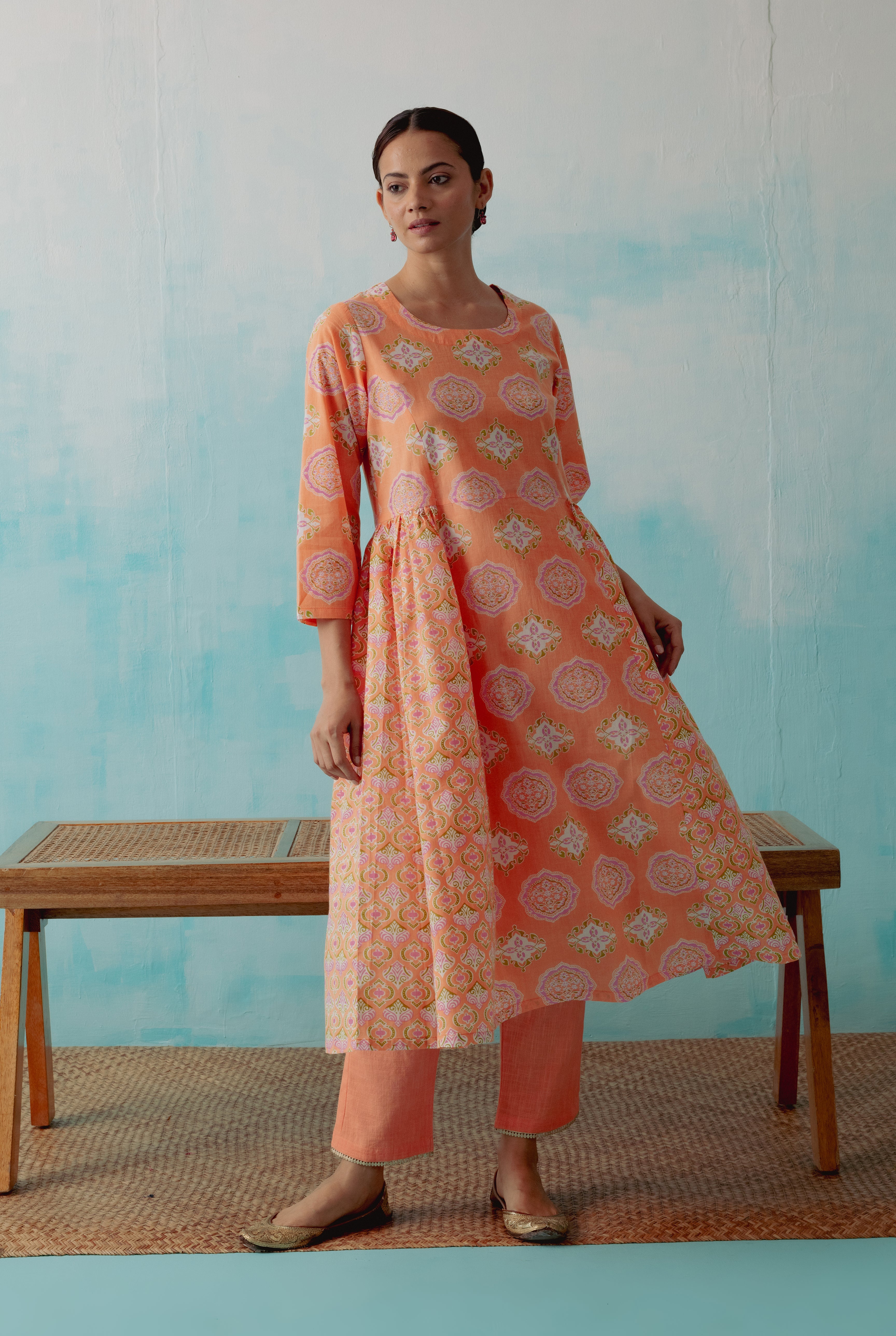 Breezy Kurta Peach ( Set of 2 ) (8344698356011)