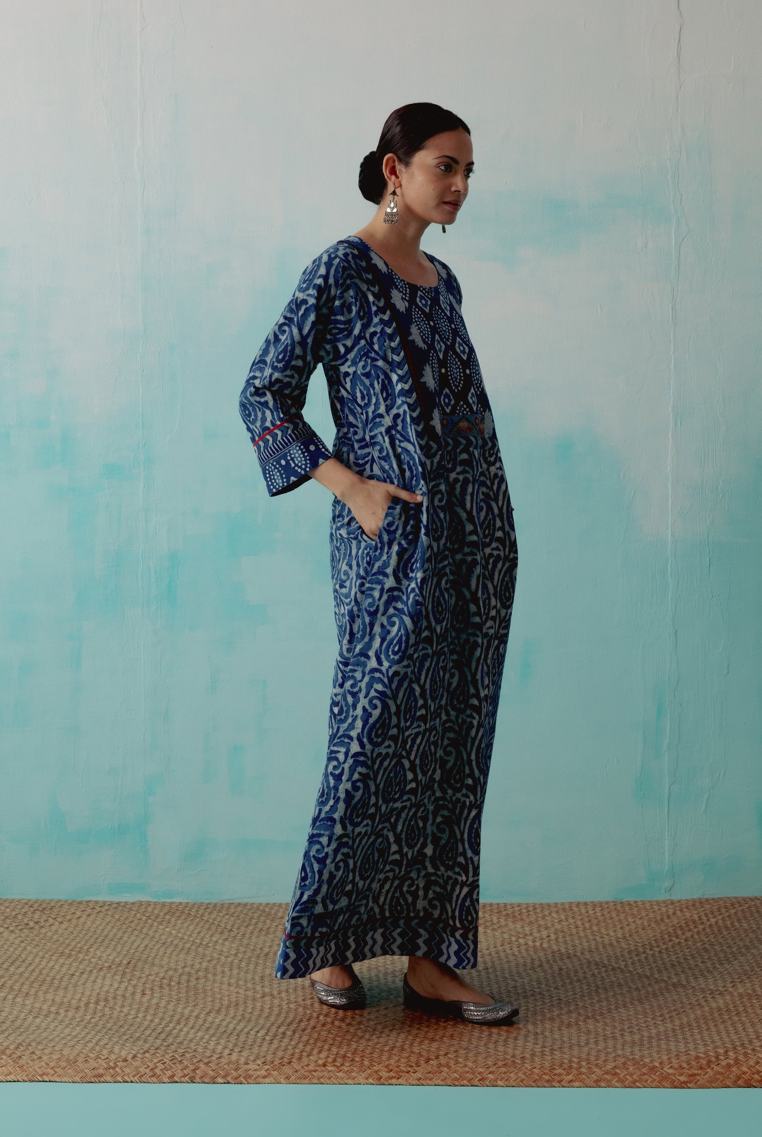 Yoke Caftan Indigo (8344541331755)