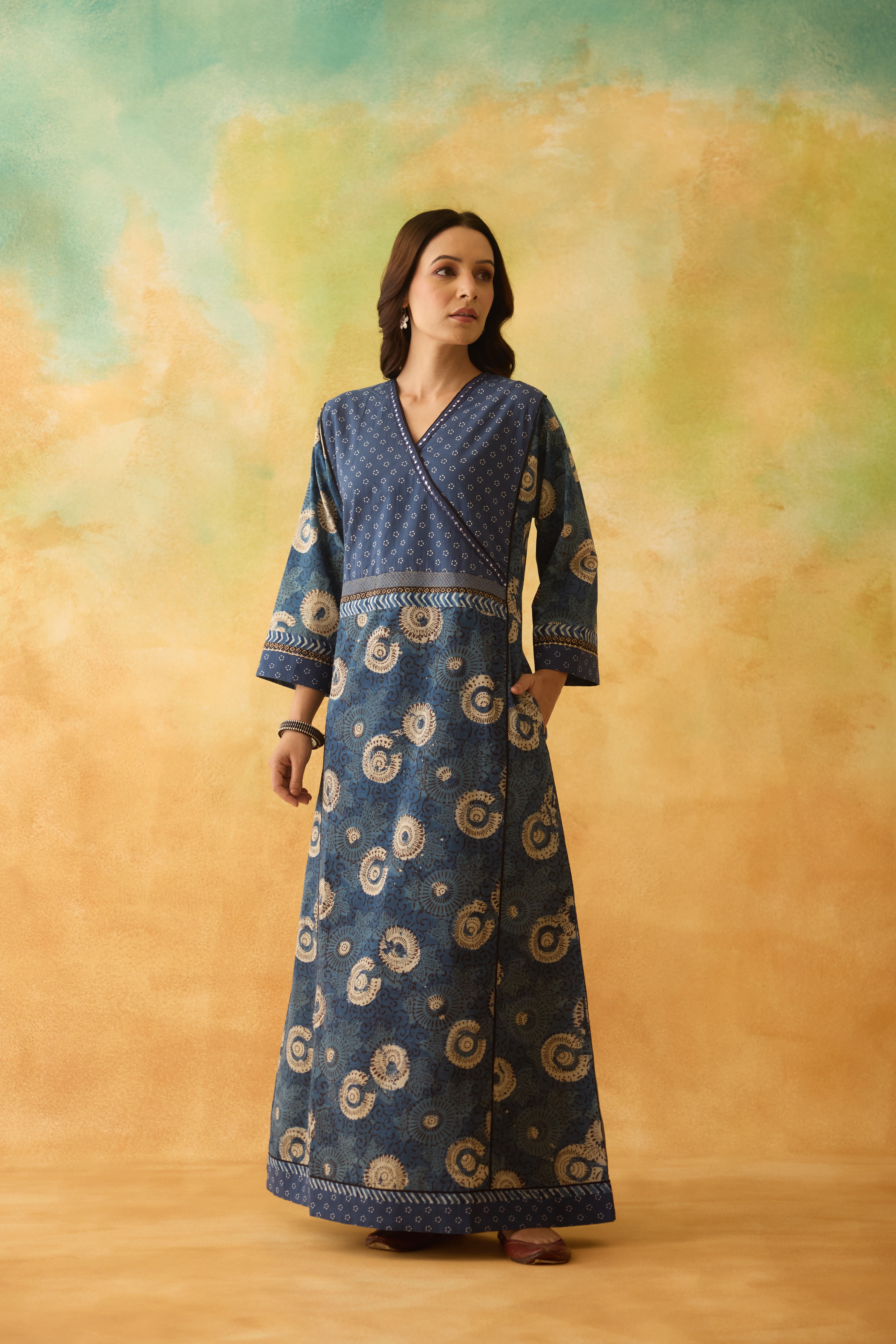 Rozana Caftan Blue Off White (10003798262059)