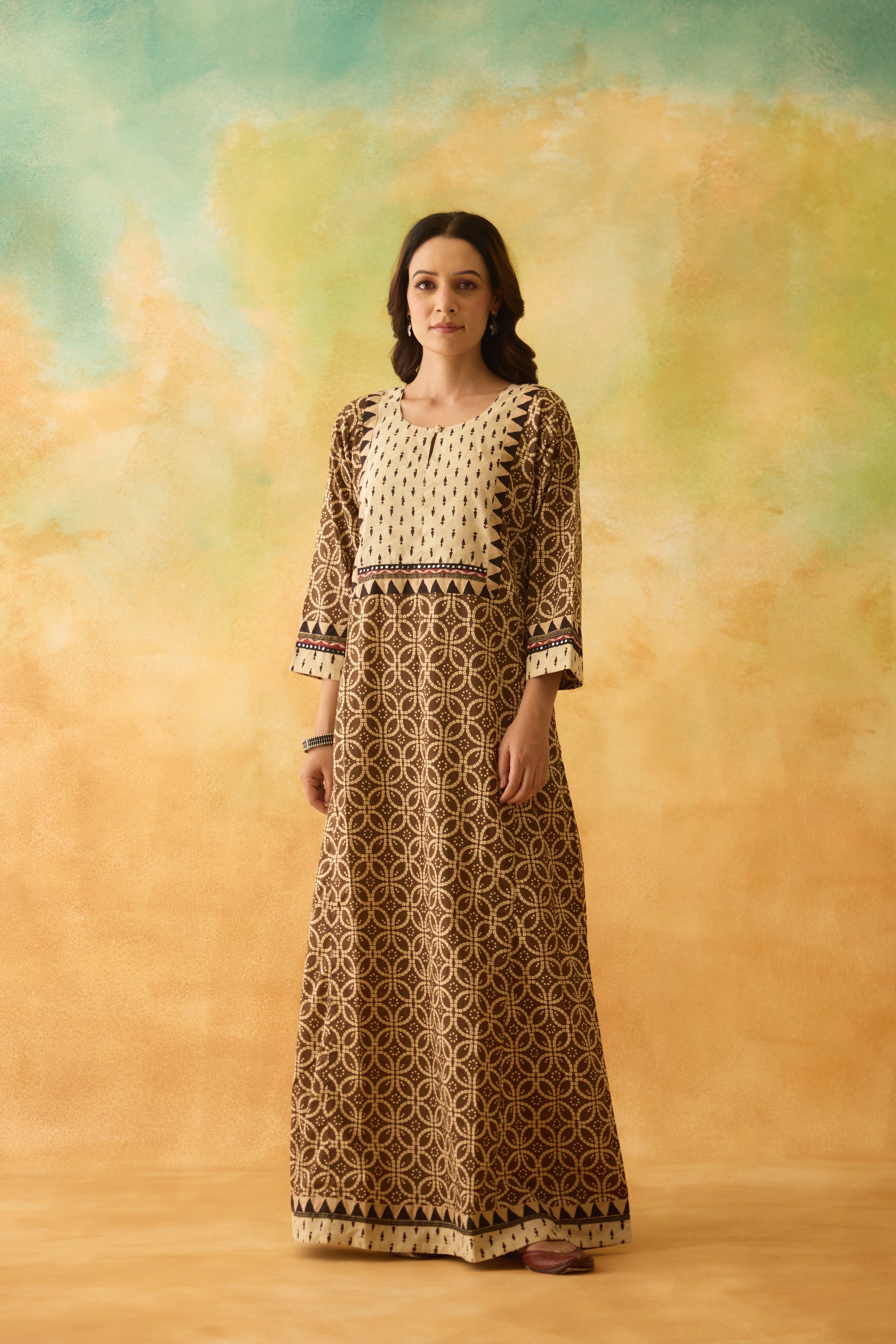Rozana Caftan Brown Cream (10003800752427)