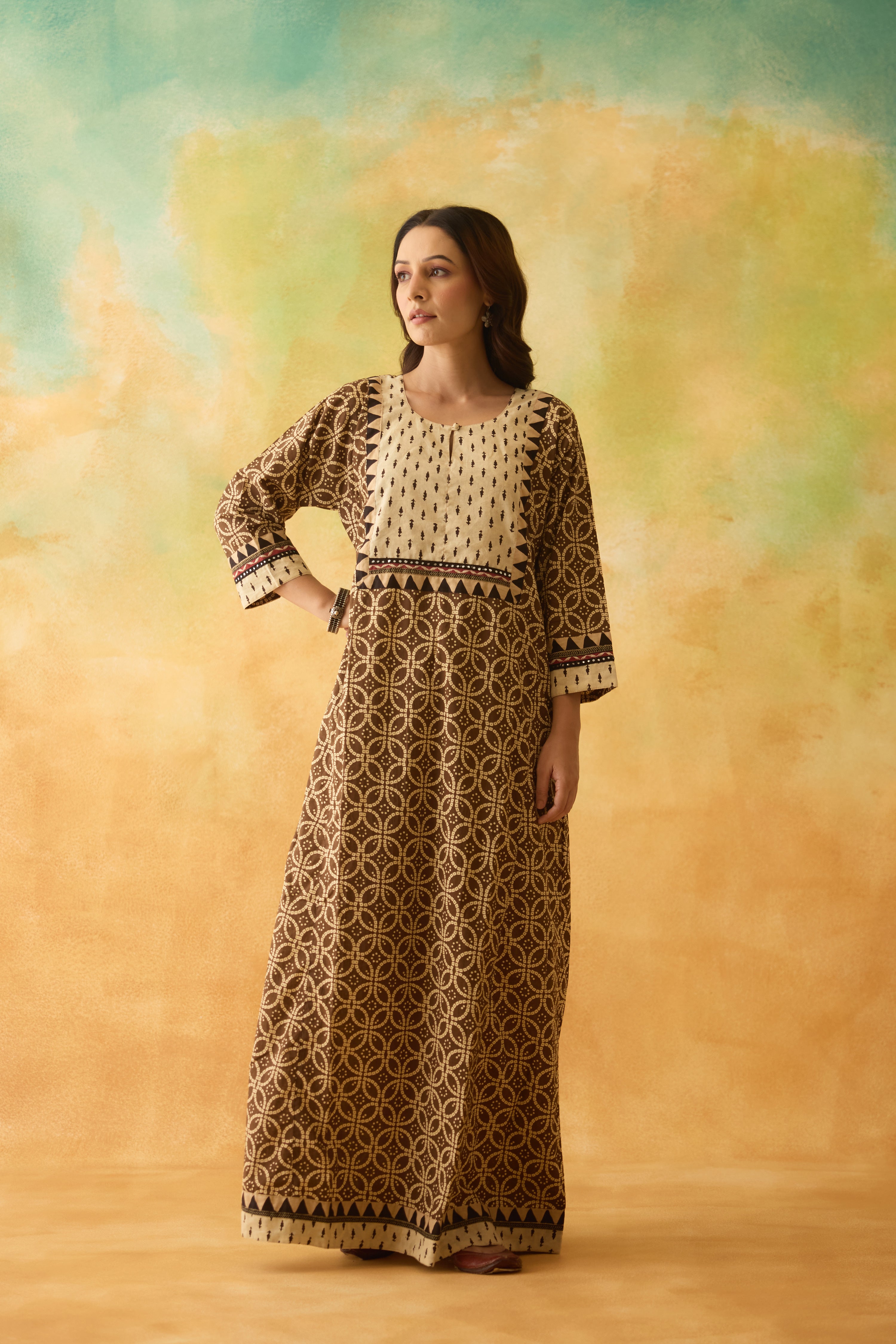 Rozana Caftan Brown Cream (10003800752427)