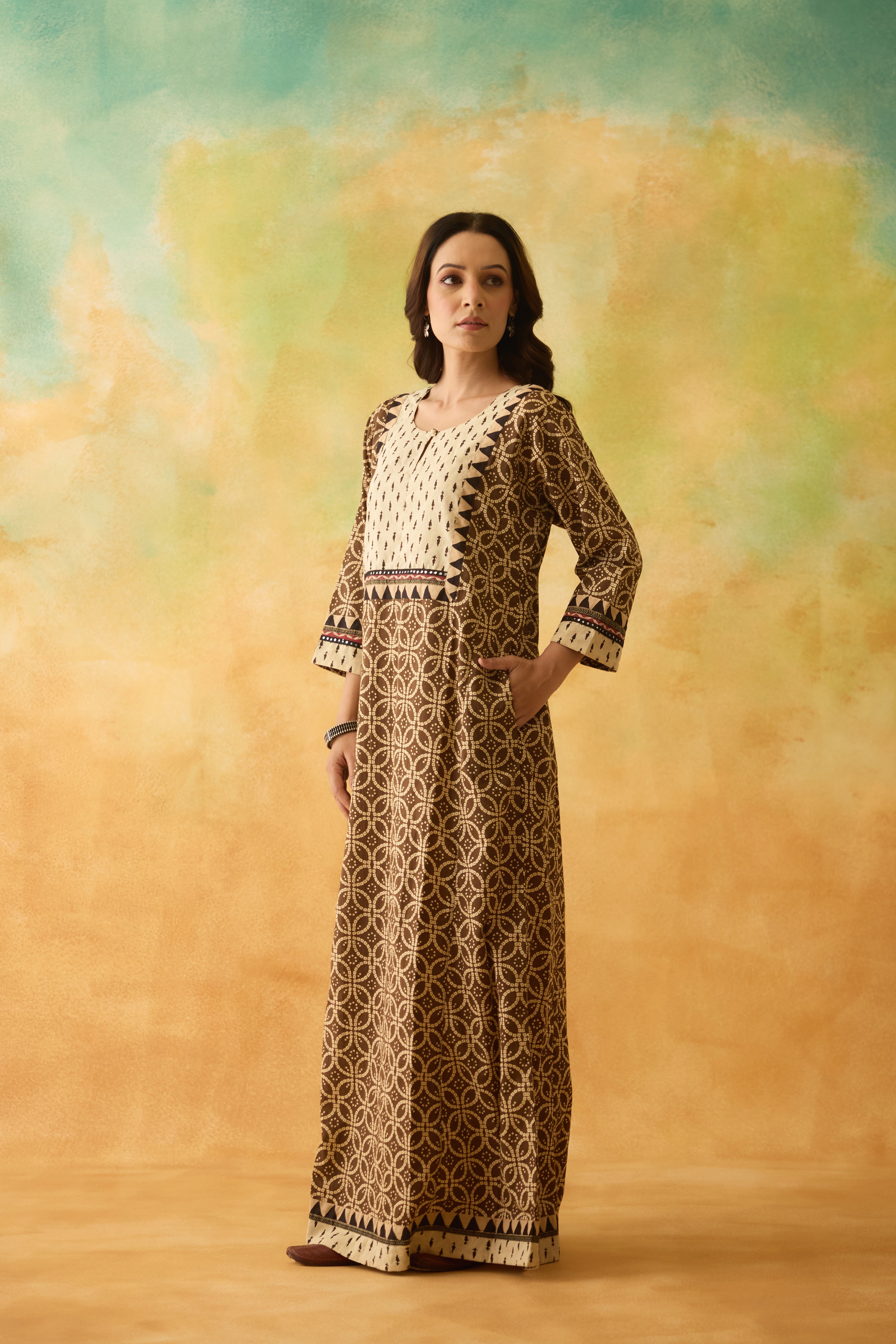 Rozana Caftan Brown Cream (10003800752427)