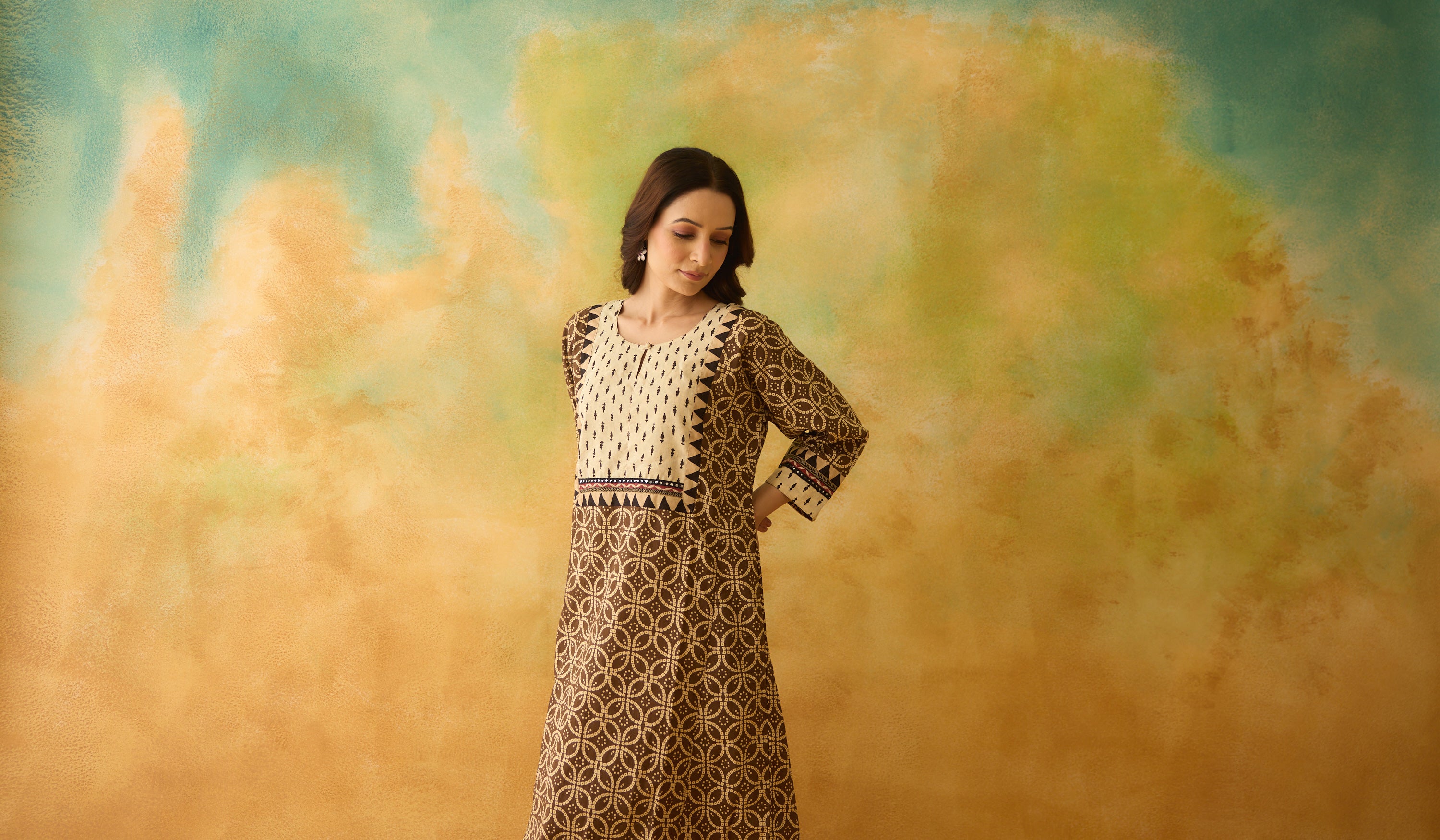 Rozana Caftan Brown Cream (10003800752427)