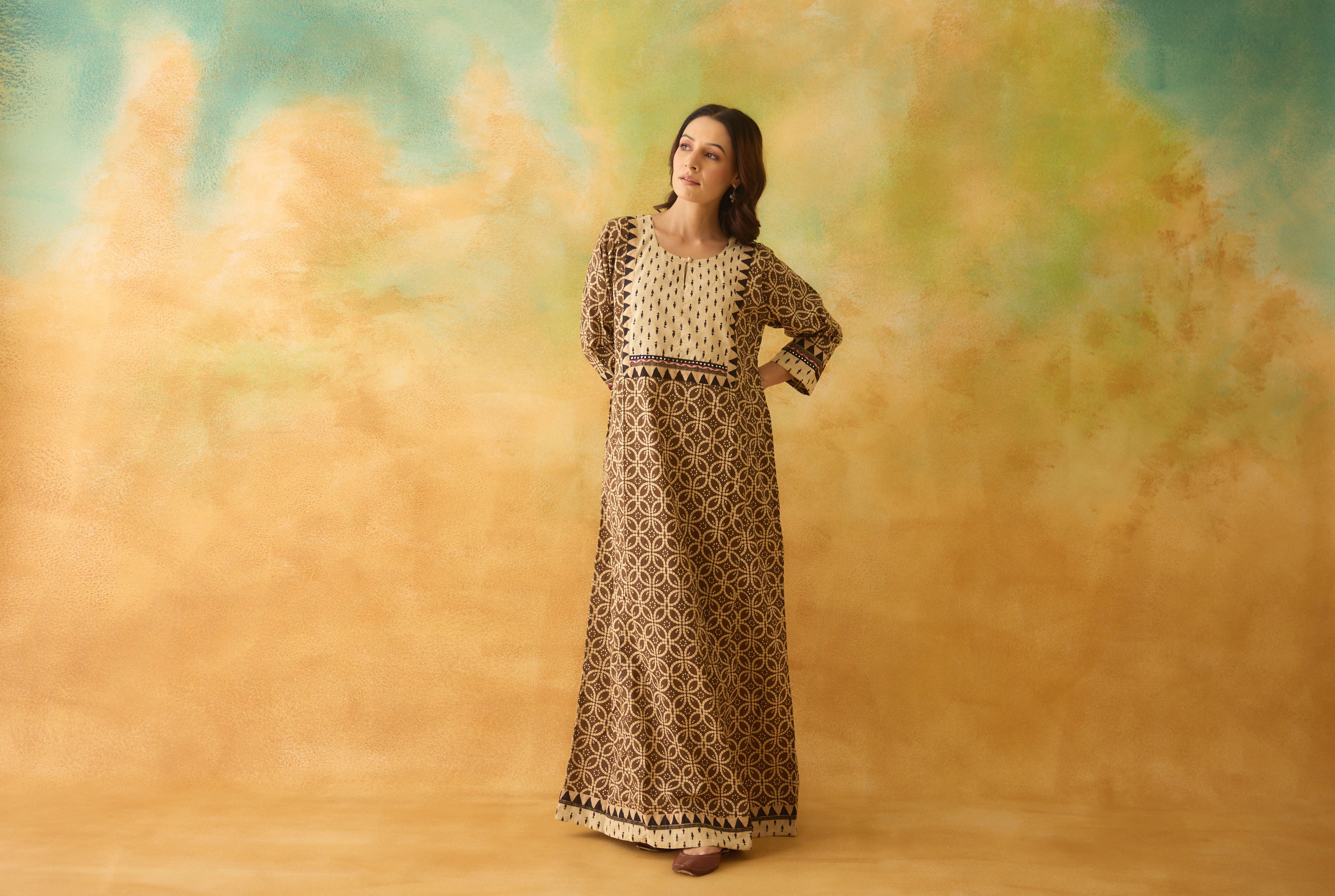 Rozana Caftan Brown Cream (10003800752427)