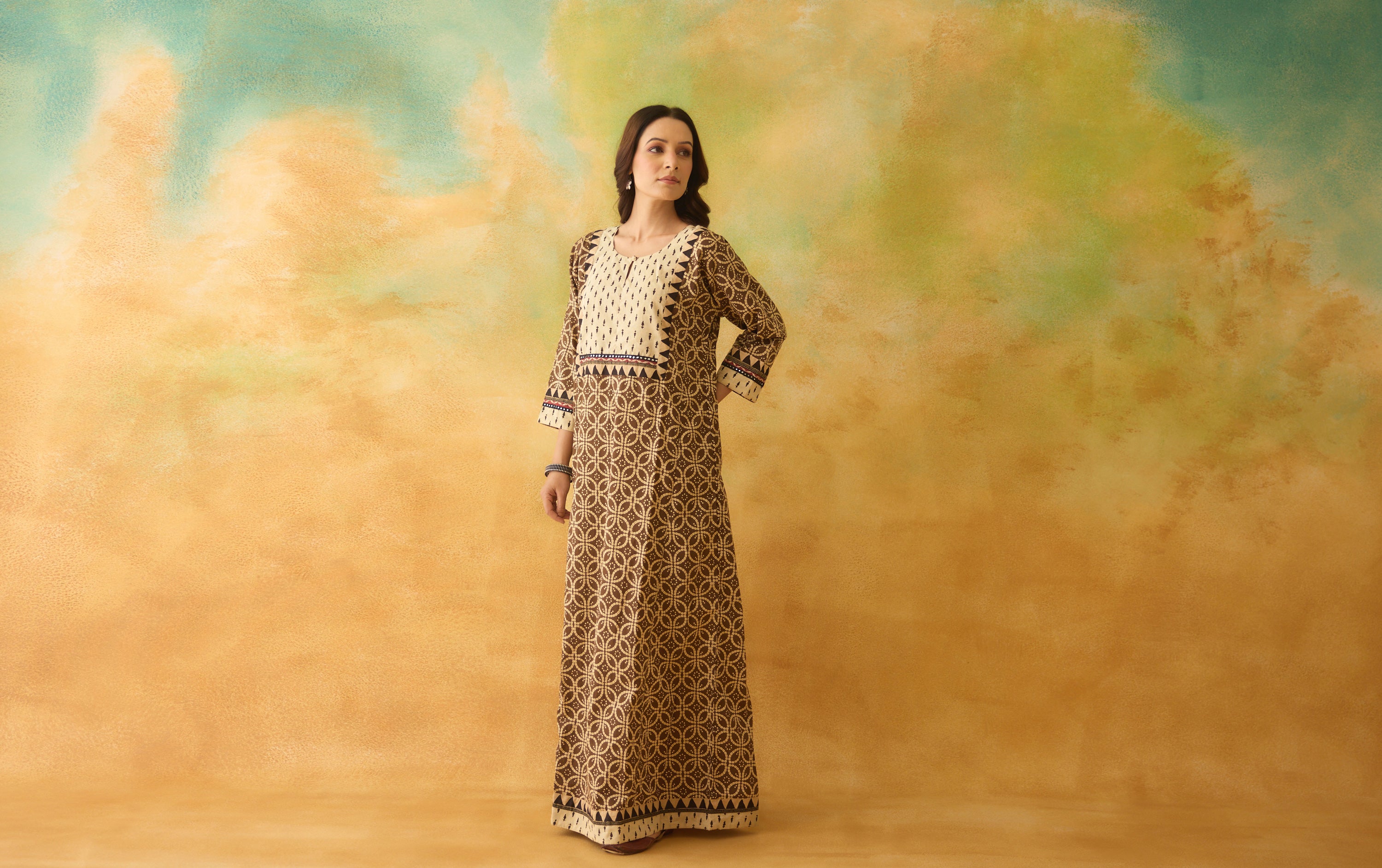 Rozana Caftan Brown Cream (10003800752427)