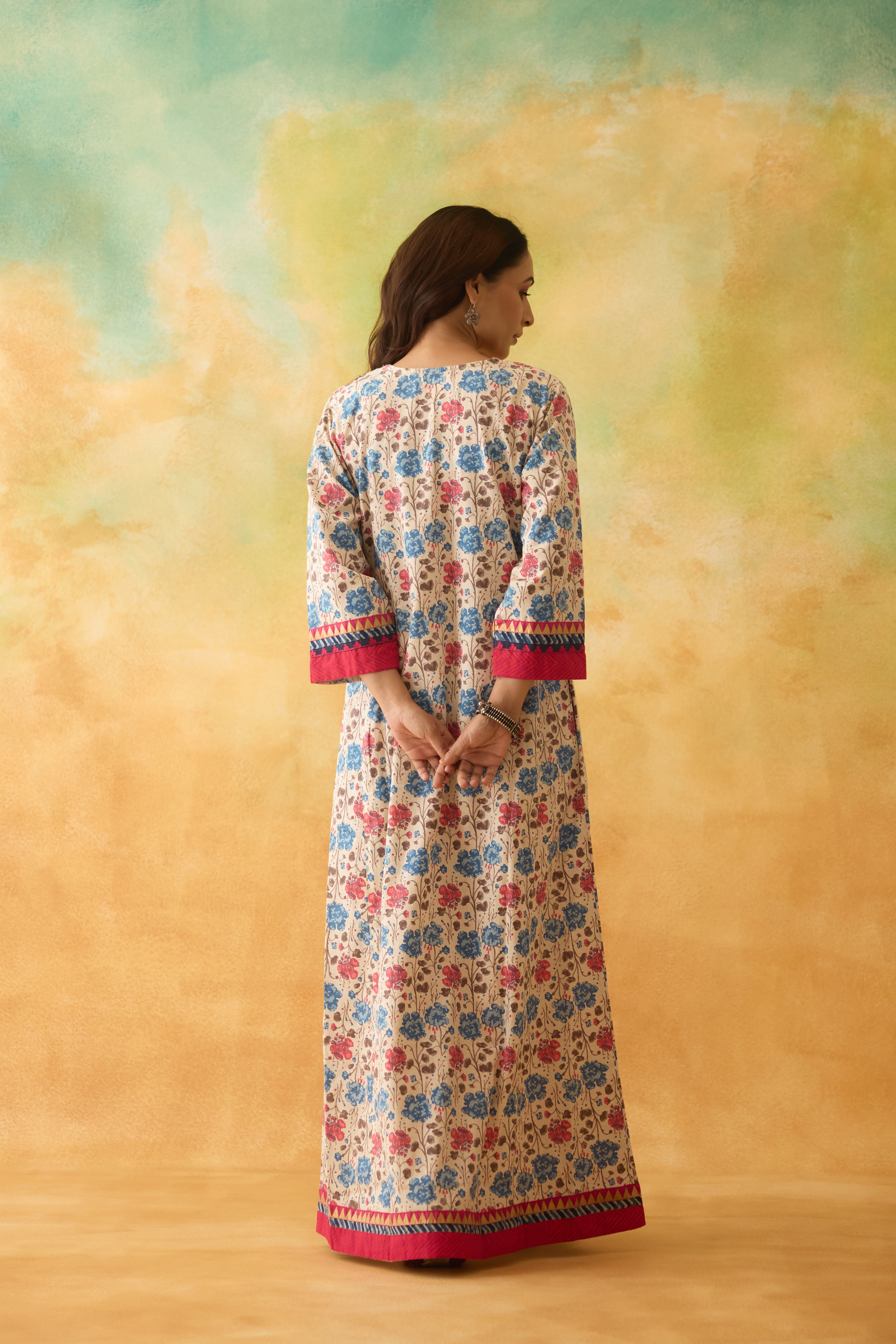 Rozana Caftan Cream Blue (10003805929771)