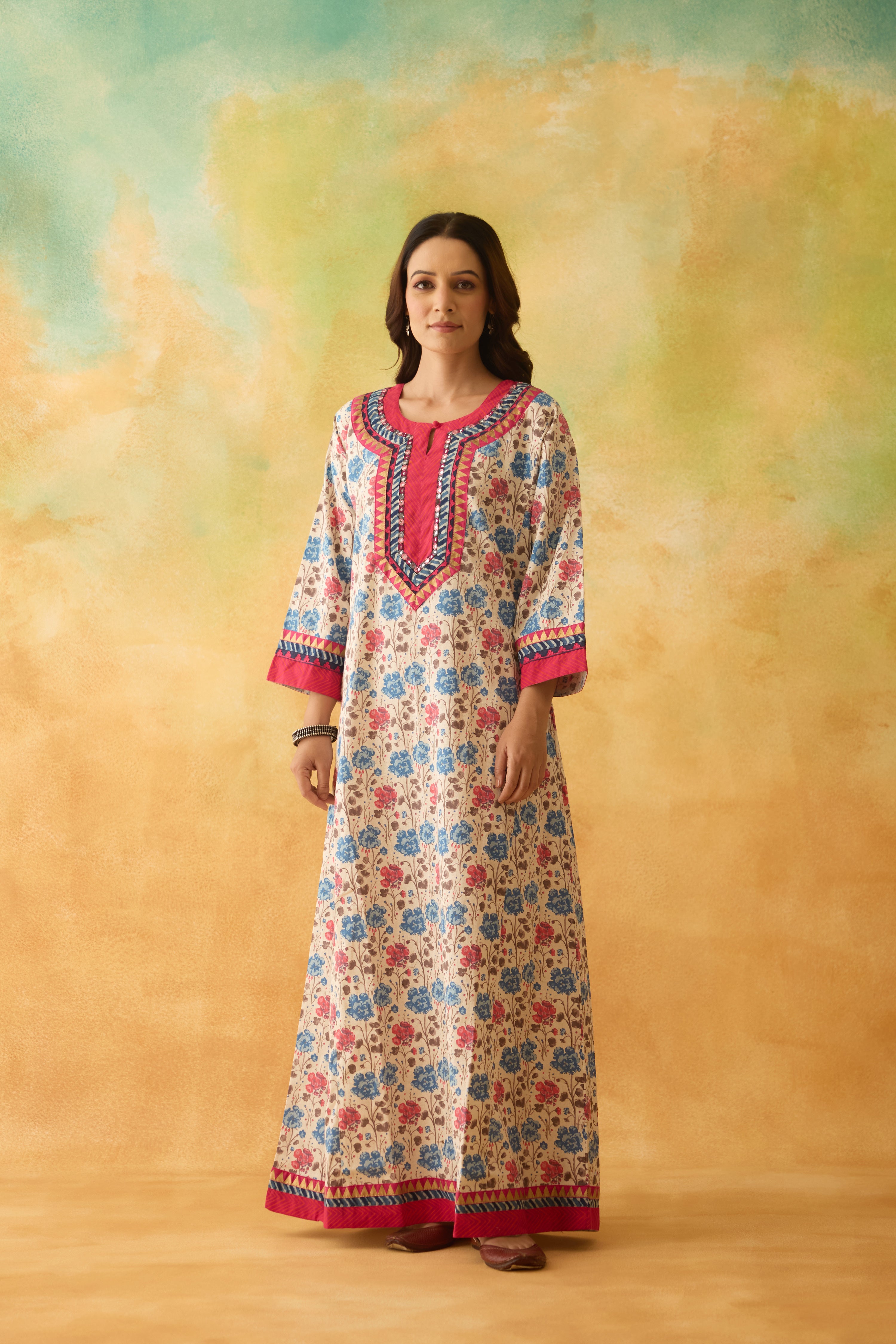 Rozana Caftan Cream Blue (10003805929771)