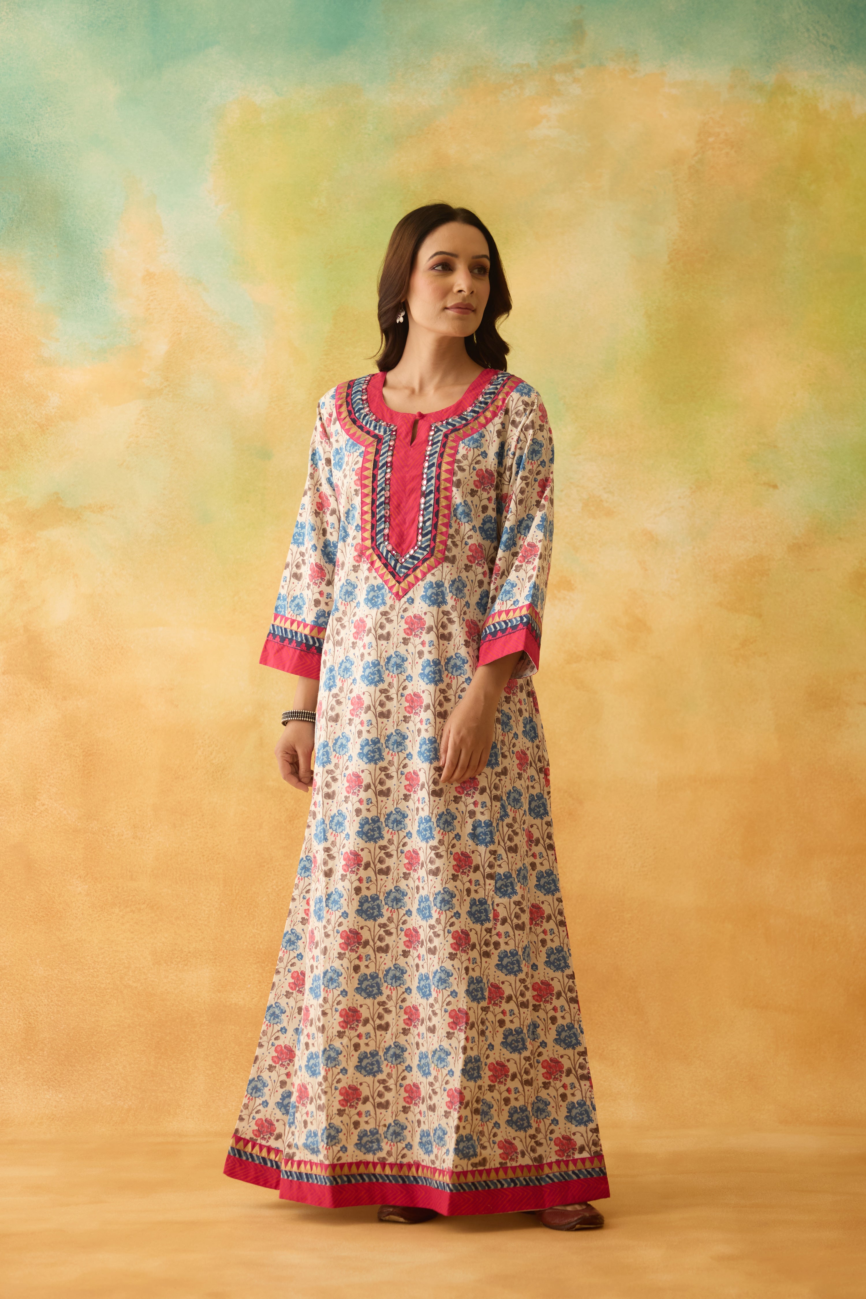 Rozana Caftan Cream Blue (10003805929771)