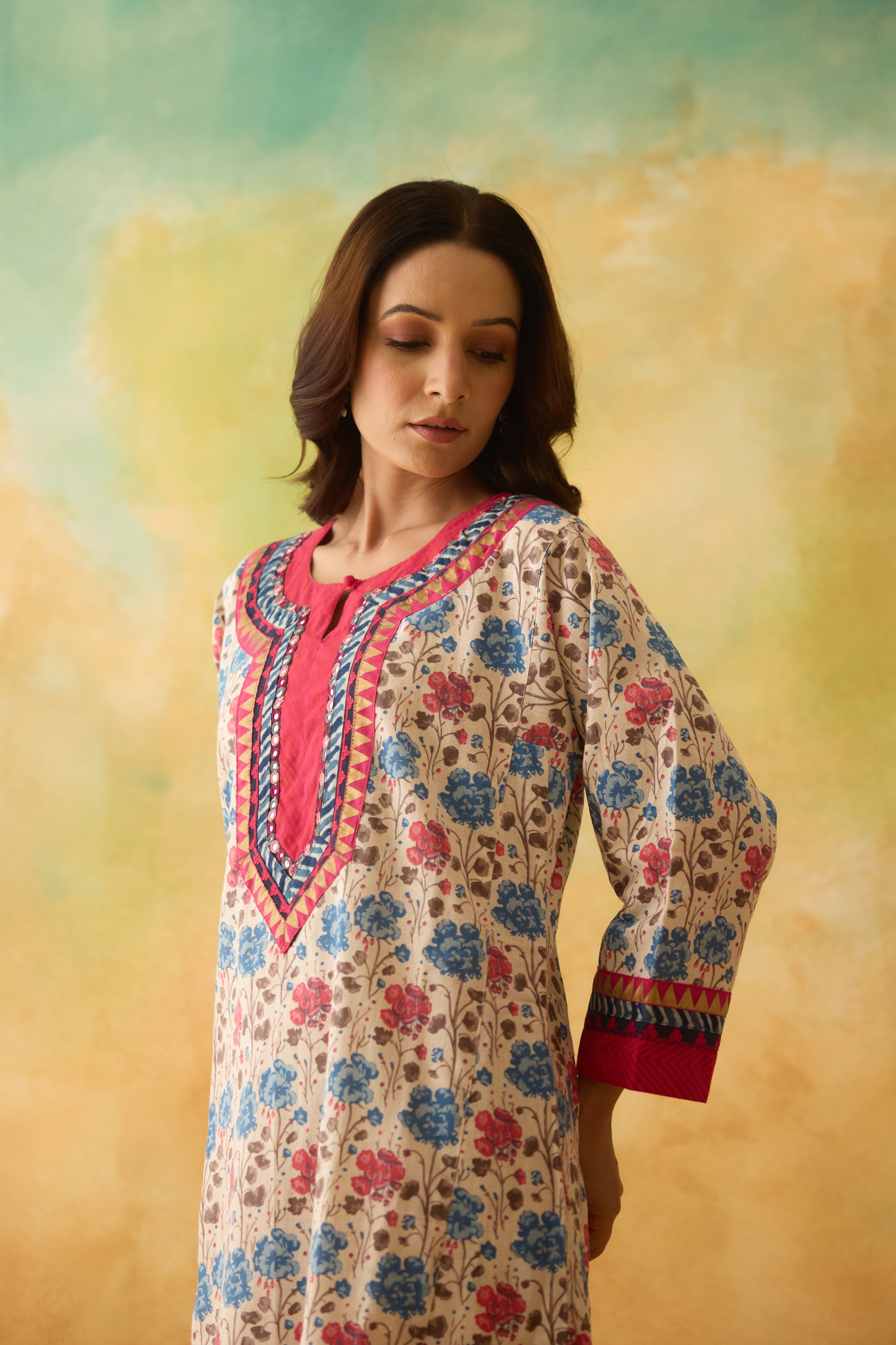 Rozana Caftan Cream Blue (10003805929771)